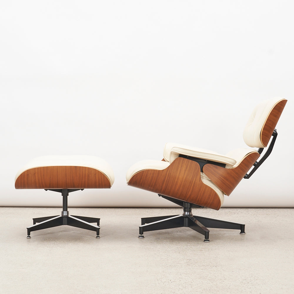 Eames Leather & Walnut Lounge Chair & Ottoman for Herman Miller
