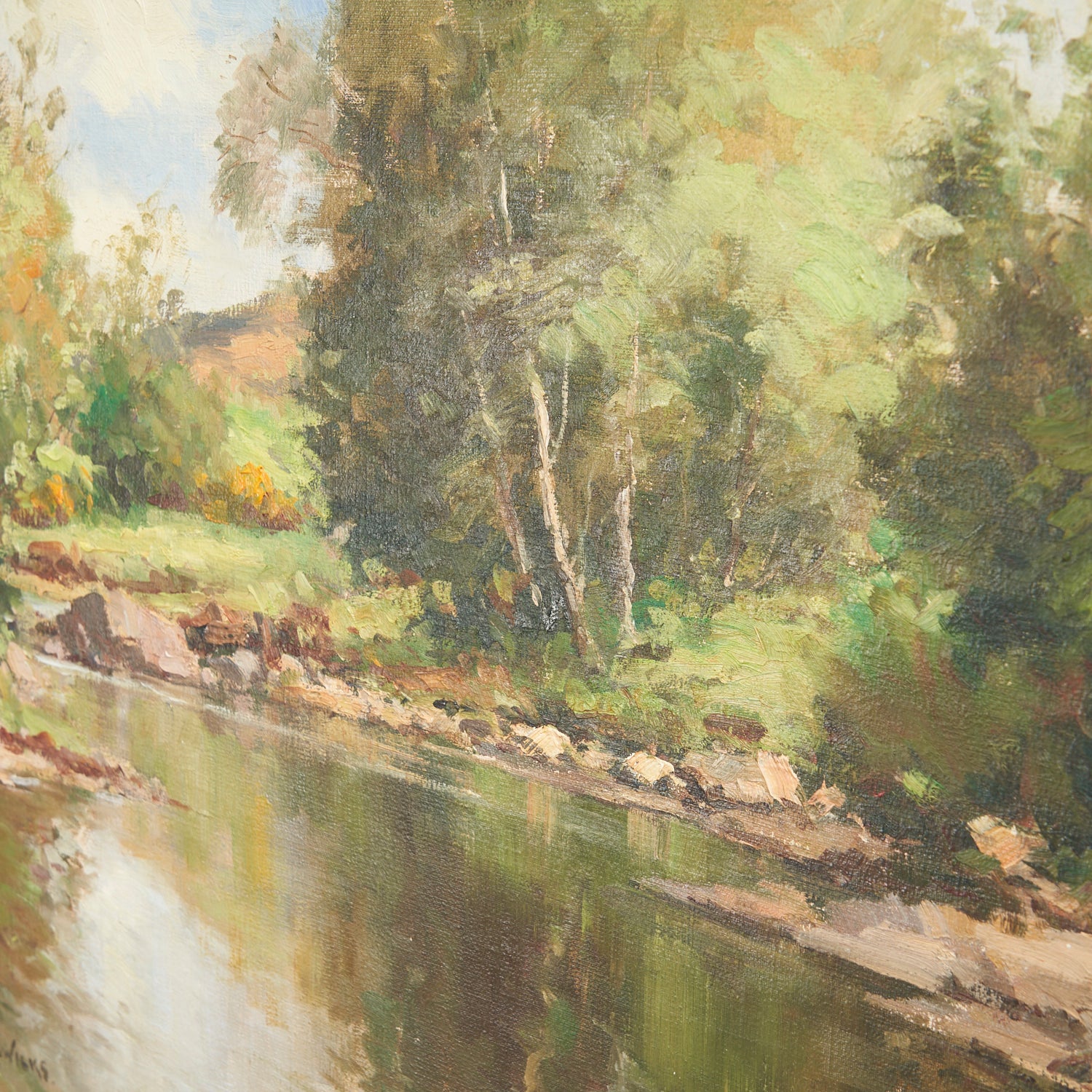 'On The River Dun, Cushendun' Oil Painting on Canvas by Maurice C. Wilks