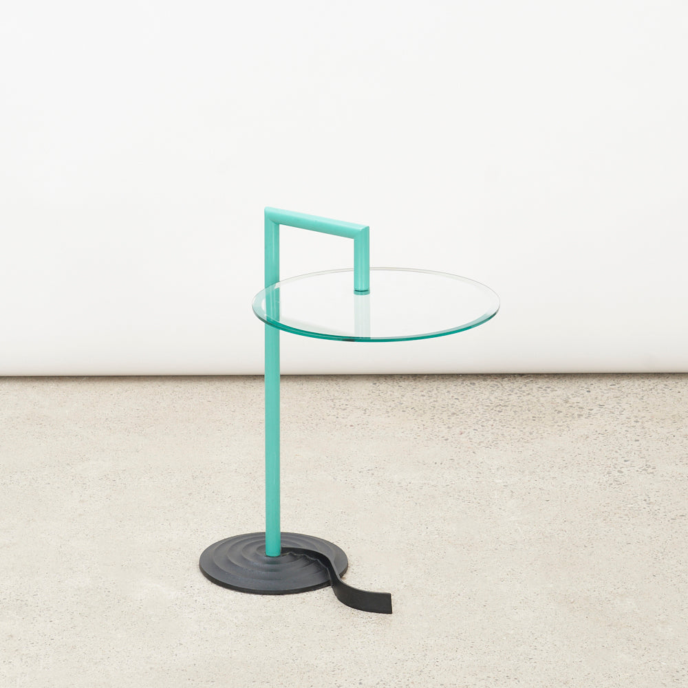 Post Modern Glass Side Table w/ Cast Iron Base