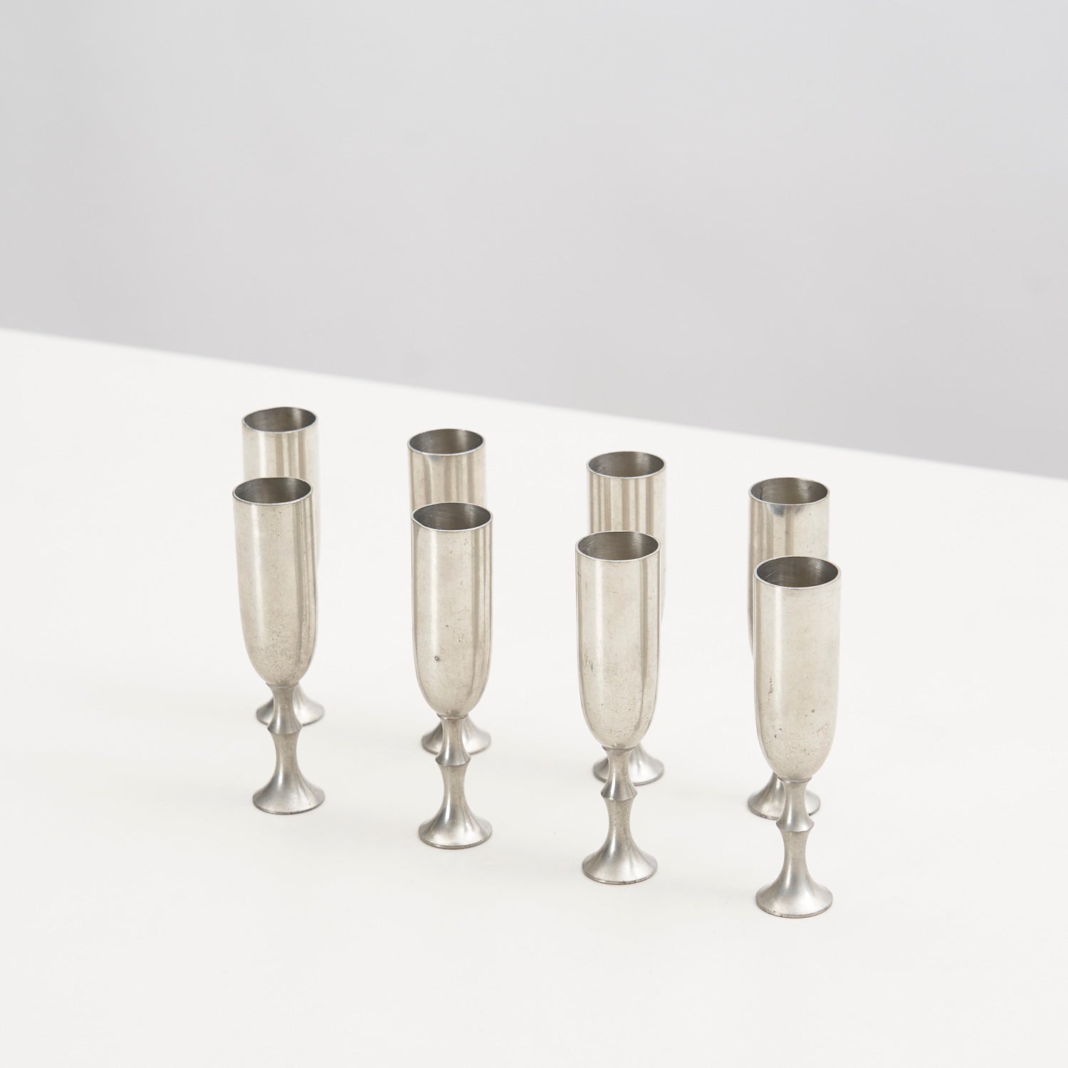Set of 8 Pewter Small Goblets
