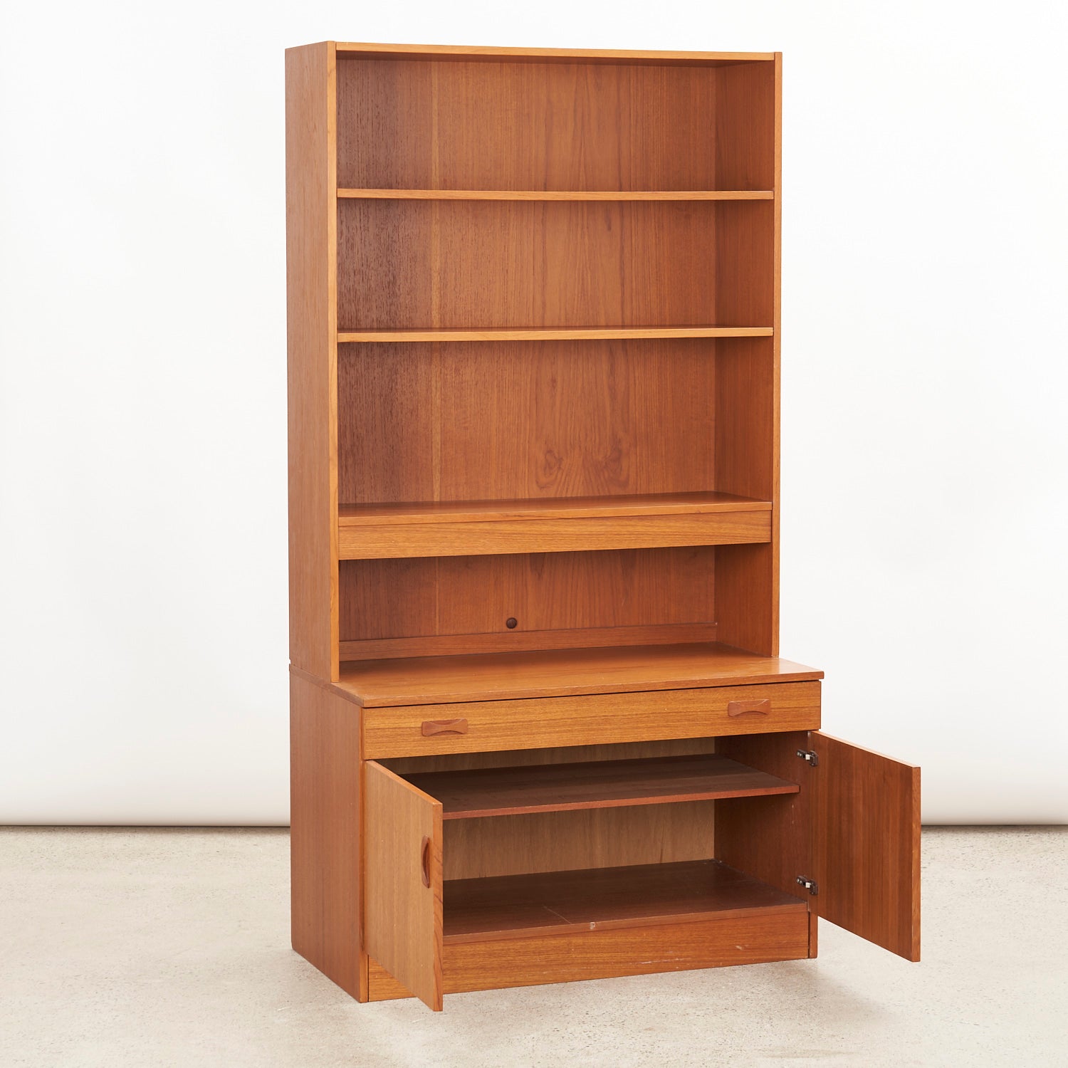 Teak Bookcase w/ Cabinet & Light by Clausen & Søn