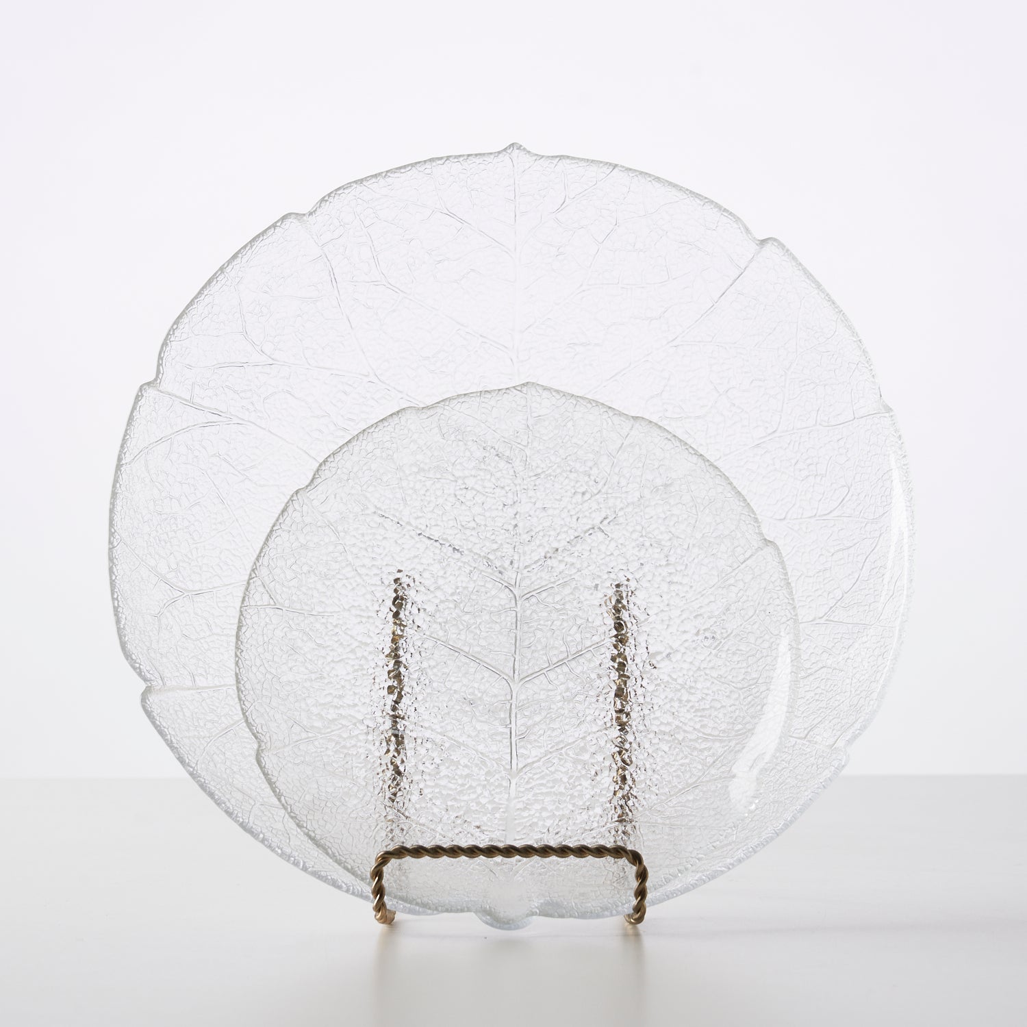 Pair of Glass Leaf Design Plates