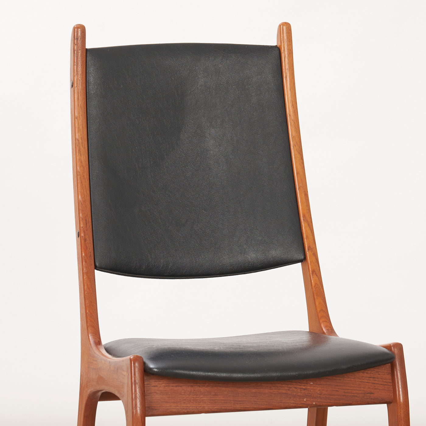 Set of 4 Teak & Black Vinyl Dining Chairs by Korup Stolefabrik, Denmark