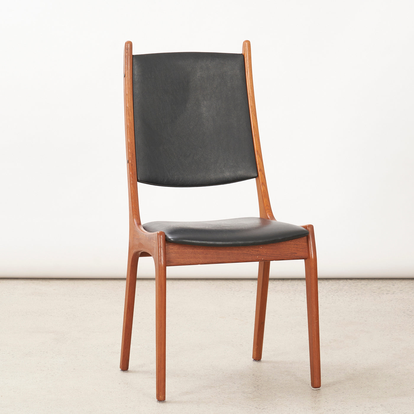 Set of 4 Teak & Black Vinyl Dining Chairs by Korup Stolefabrik, Denmark