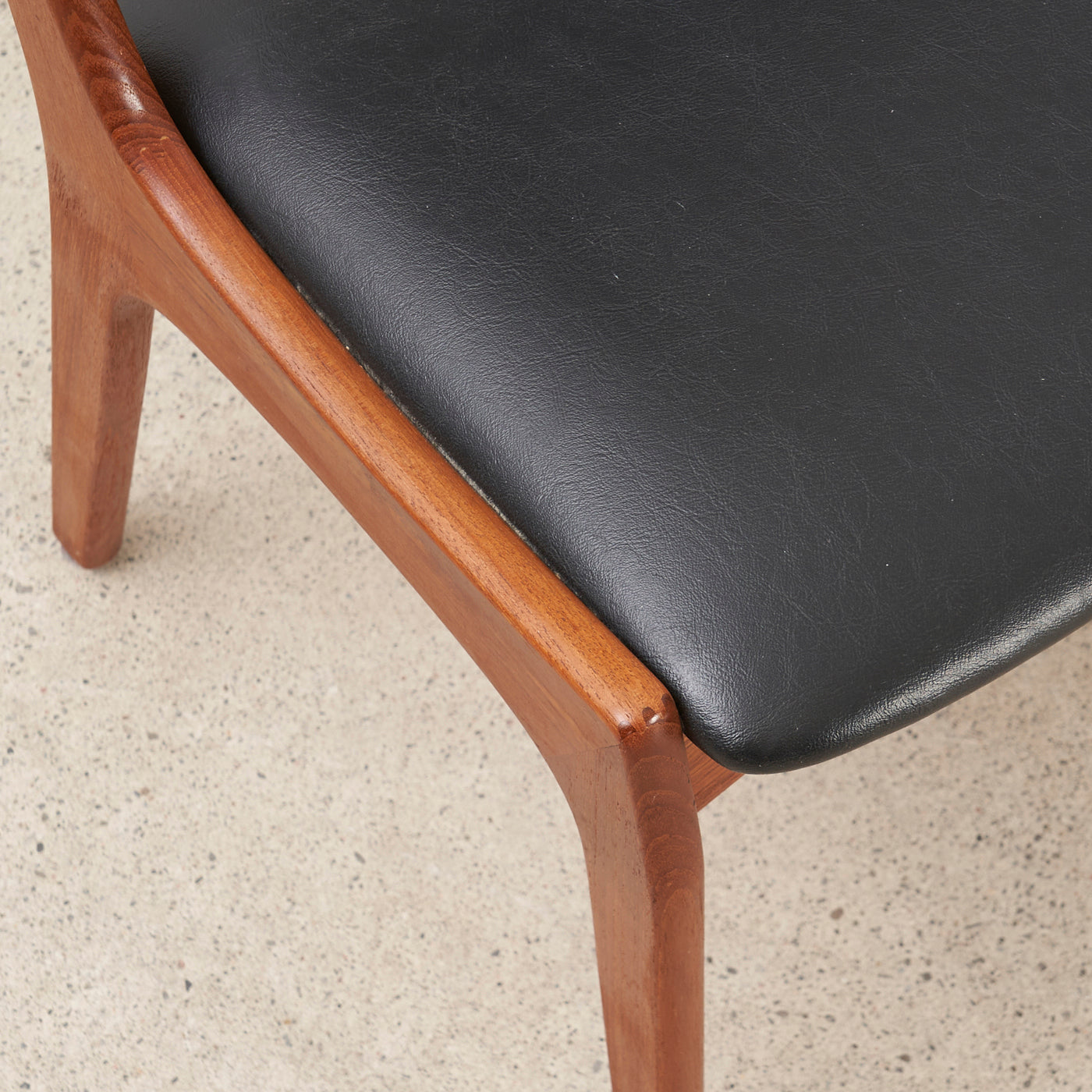 Set of 4 Teak & Black Vinyl Dining Chairs by Korup Stolefabrik, Denmark