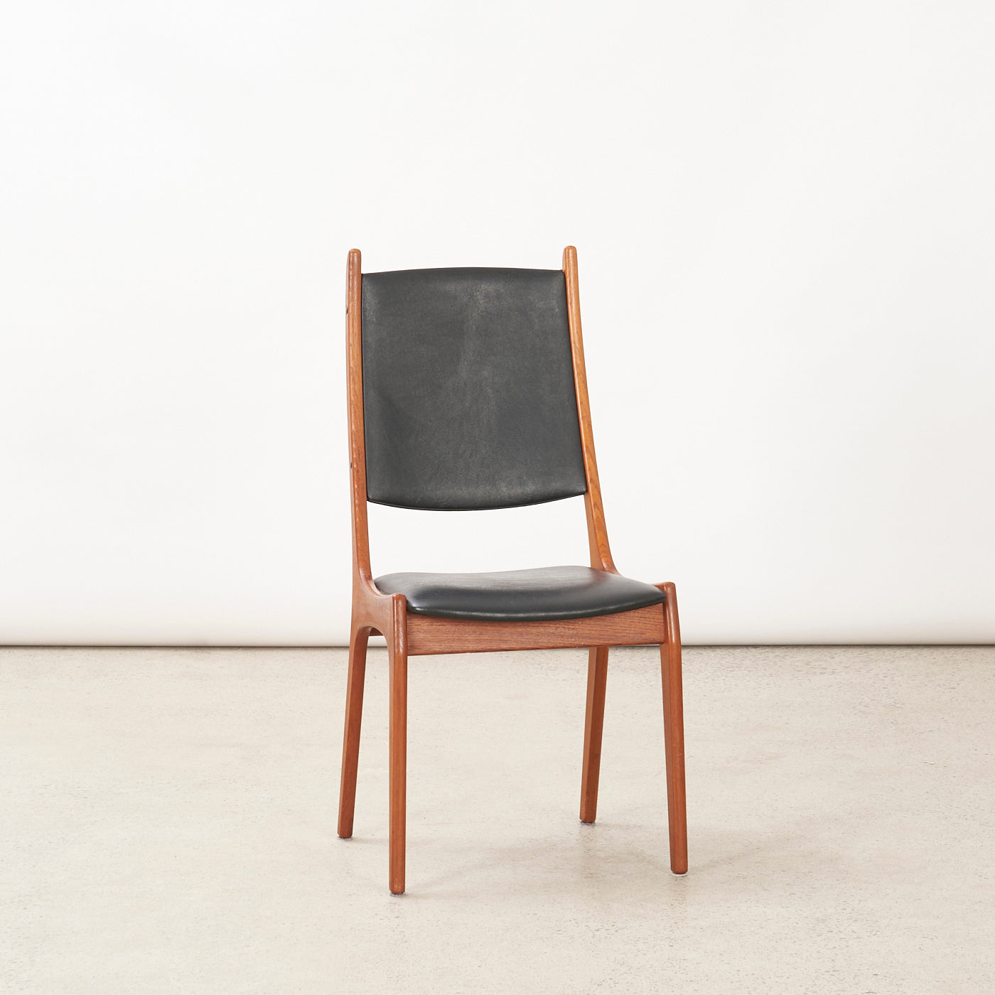 Set of 4 Teak & Black Vinyl Dining Chairs by Korup Stolefabrik, Denmark