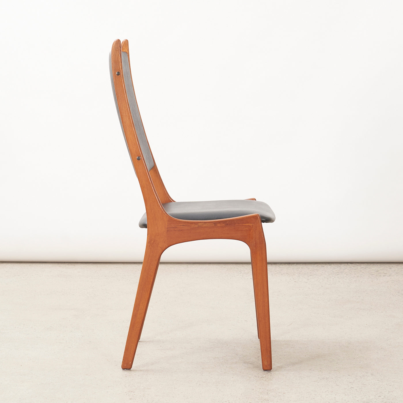 Set of 4 Teak & Black Vinyl Dining Chairs by Korup Stolefabrik, Denmark