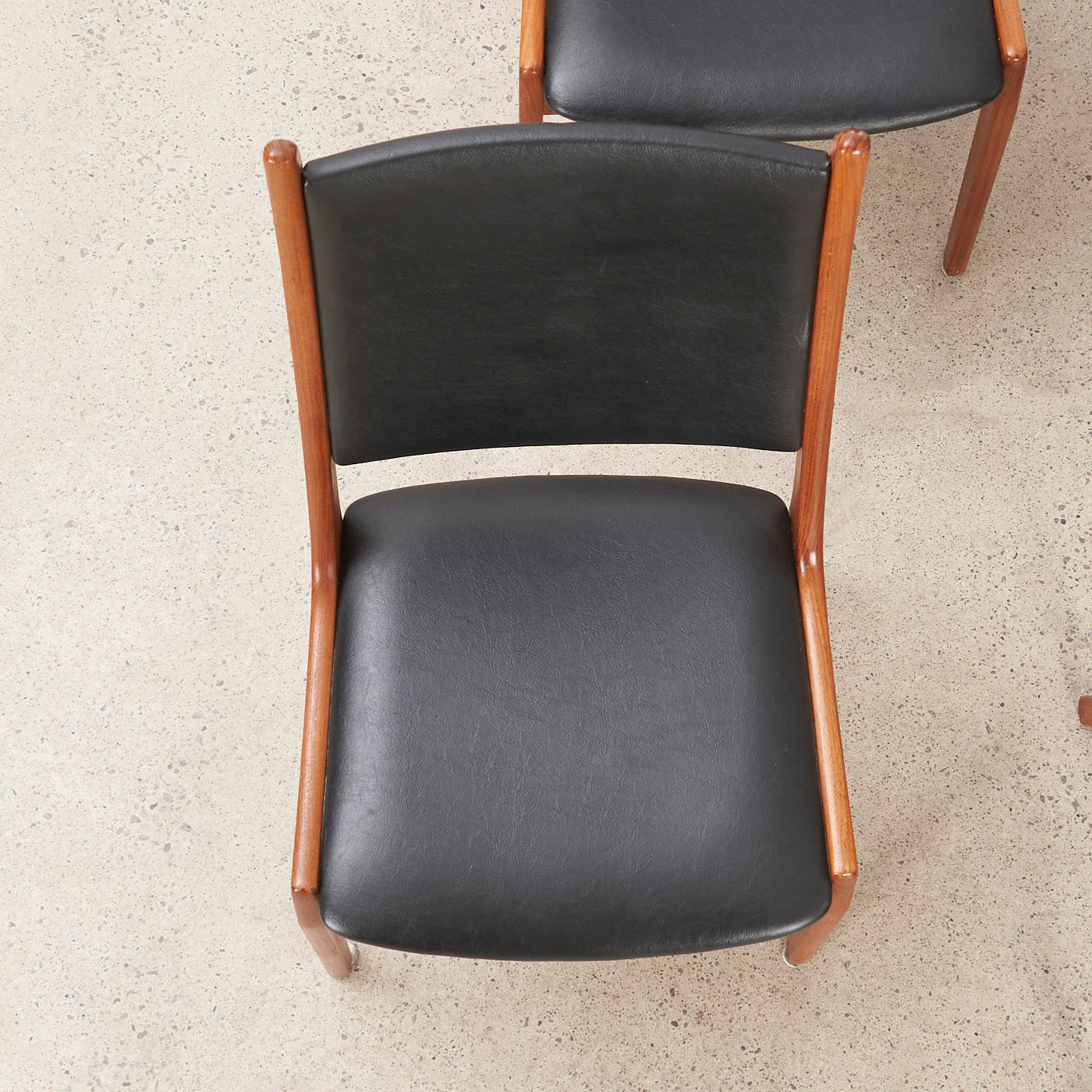 Set of 4 Teak & Black Vinyl Dining Chairs by Korup Stolefabrik, Denmark