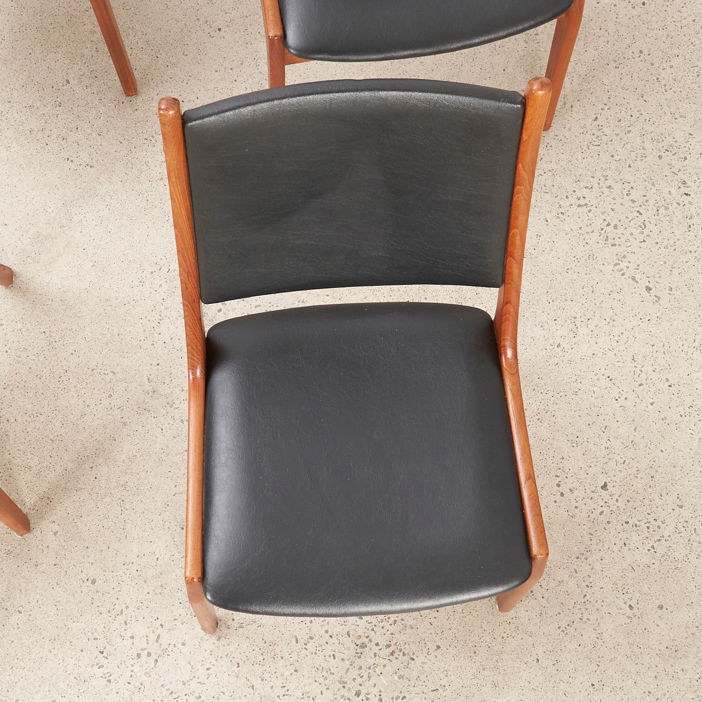 Set of 4 Teak & Black Vinyl Dining Chairs by Korup Stolefabrik, Denmark