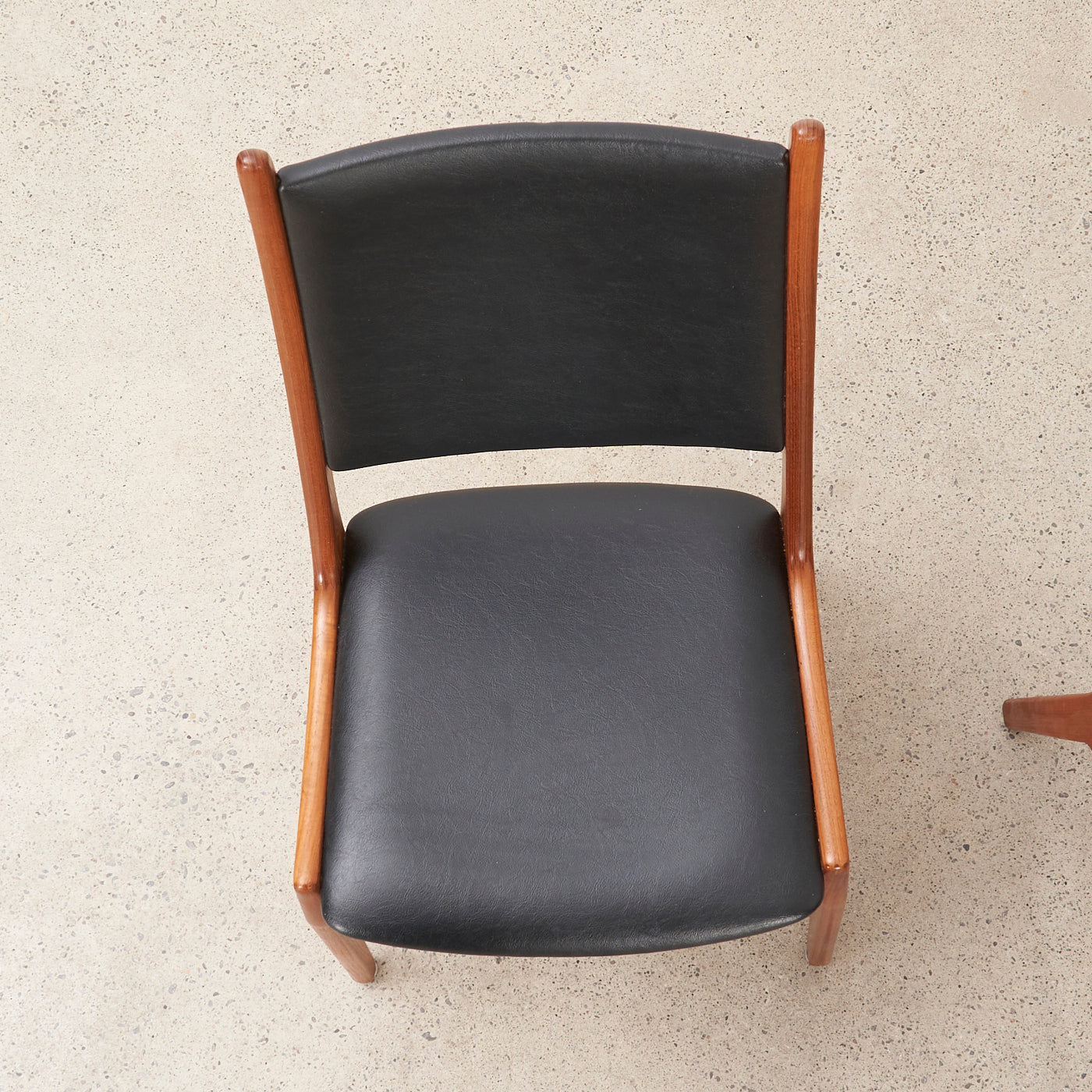 Set of 4 Teak & Black Vinyl Dining Chairs by Korup Stolefabrik, Denmark