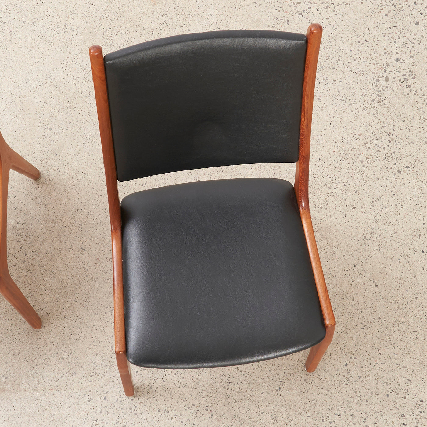 Set of 4 Teak & Black Vinyl Dining Chairs by Korup Stolefabrik, Denmark