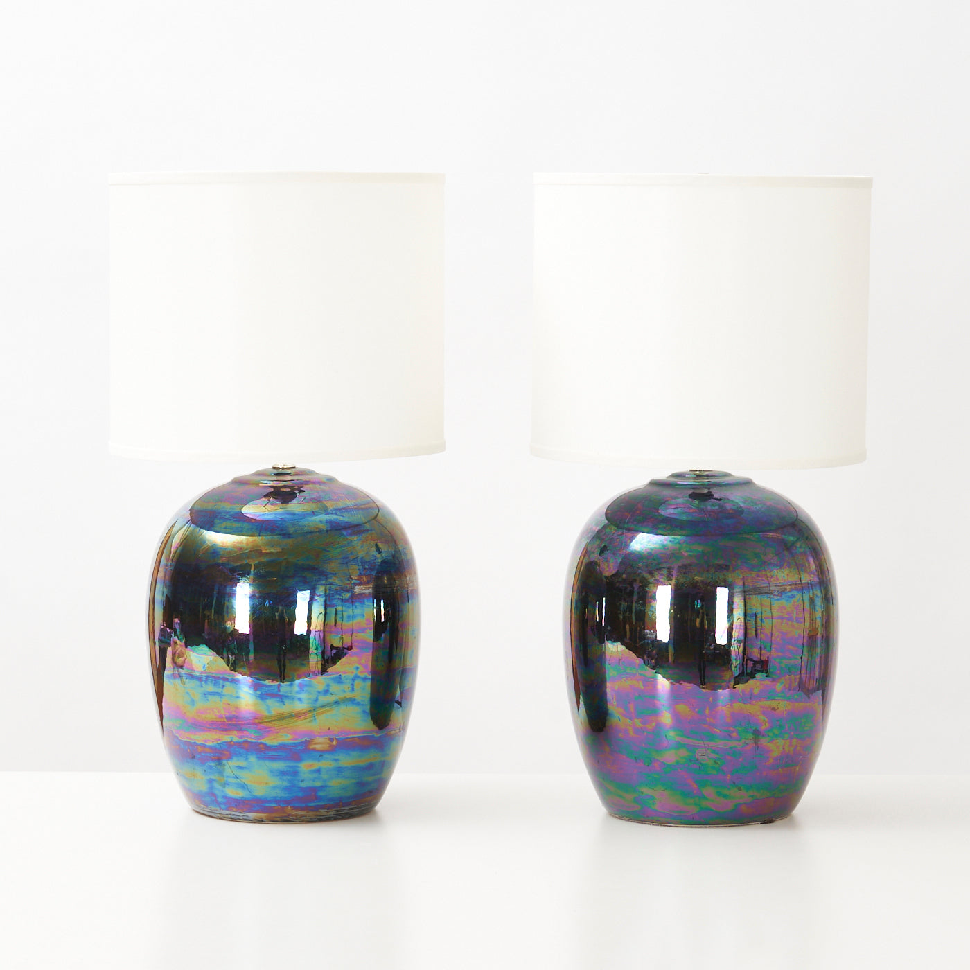 Pair of Vintage Iridescent Table Lamps