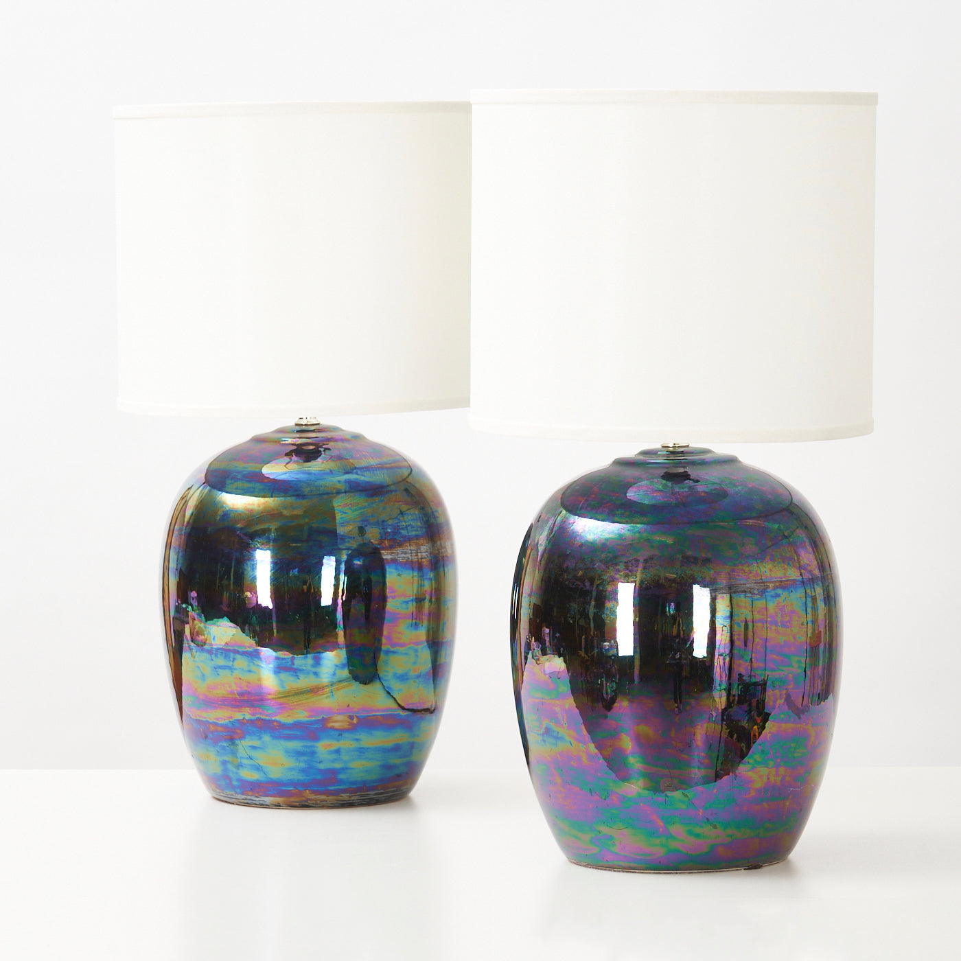 Pair of Vintage Iridescent Table Lamps