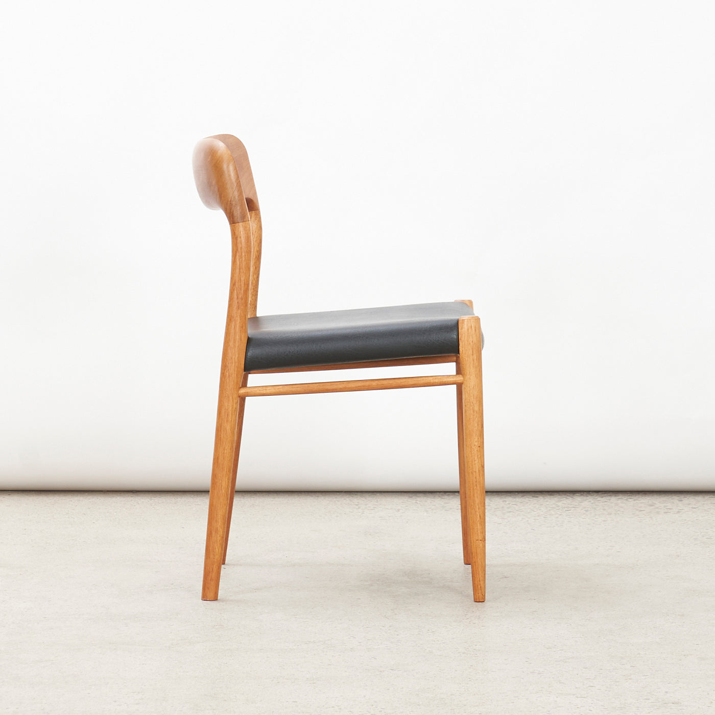Single Teak & Vinyl 'No. 75' Side Chair by Niels O. Møller for J.L. Møller, Denmark
