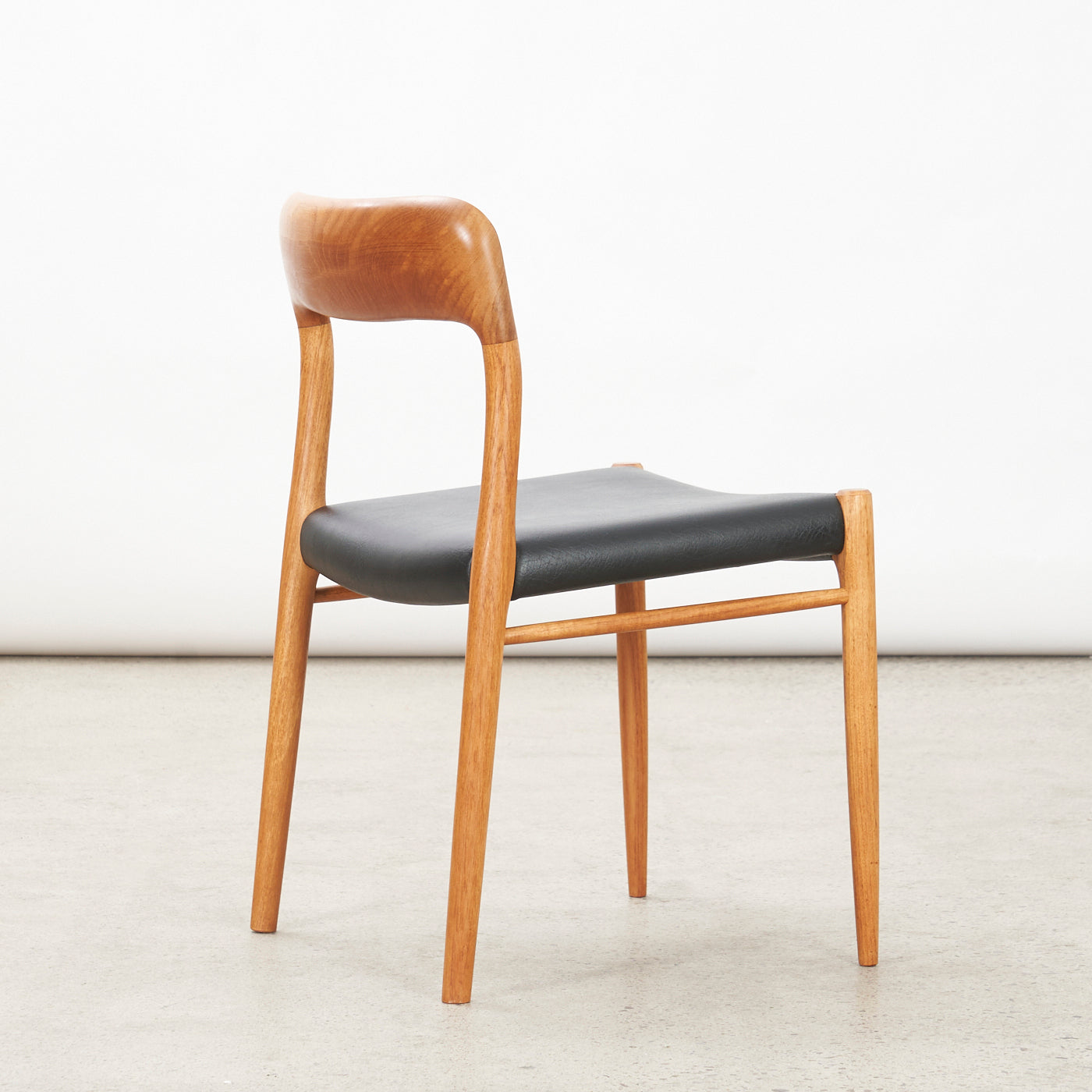 Single Teak & Vinyl 'No. 75' Side Chair by Niels O. Møller for J.L. Møller, Denmark