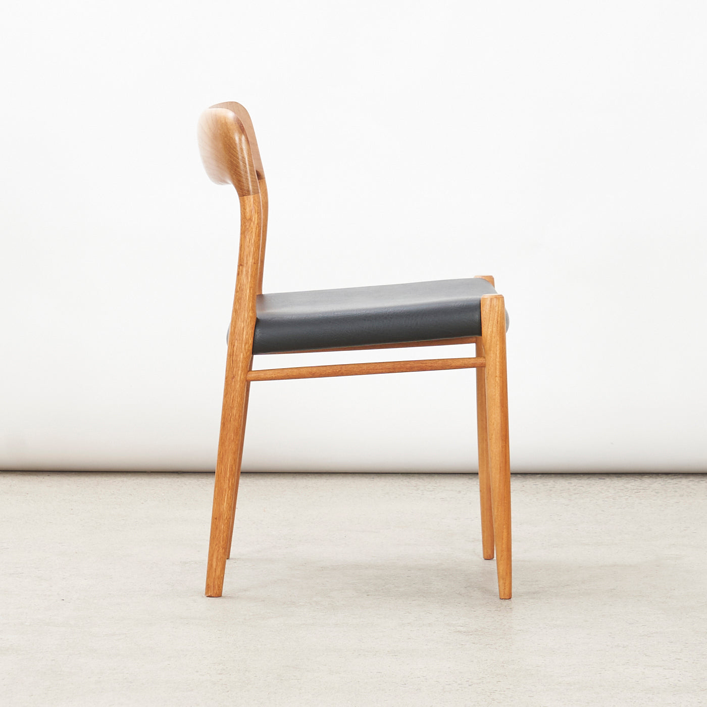Single Teak & Vinyl 'No. 75' Side Chair by Niels O. Møller for J.L. Møller, Denmark