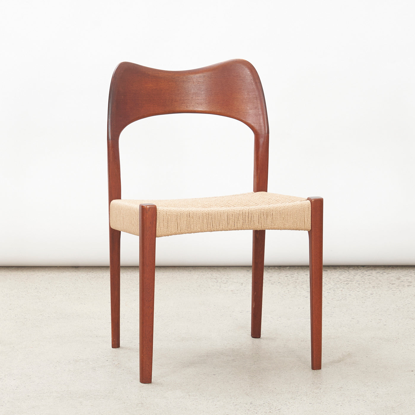 Set of 4 Teak & Danish Cord Dining Chairs by Arne Hovmand Olsen for Mogens Kold, Denmark