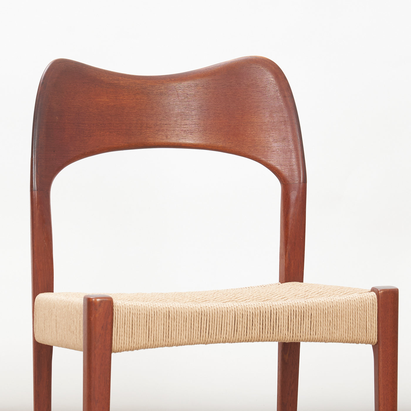 Set of 4 Teak & Danish Cord Dining Chairs by Arne Hovmand Olsen for Mogens Kold, Denmark
