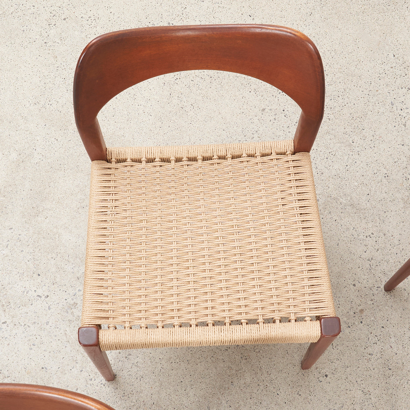 Set of 4 Teak & Danish Cord Dining Chairs by Arne Hovmand Olsen for Mogens Kold, Denmark