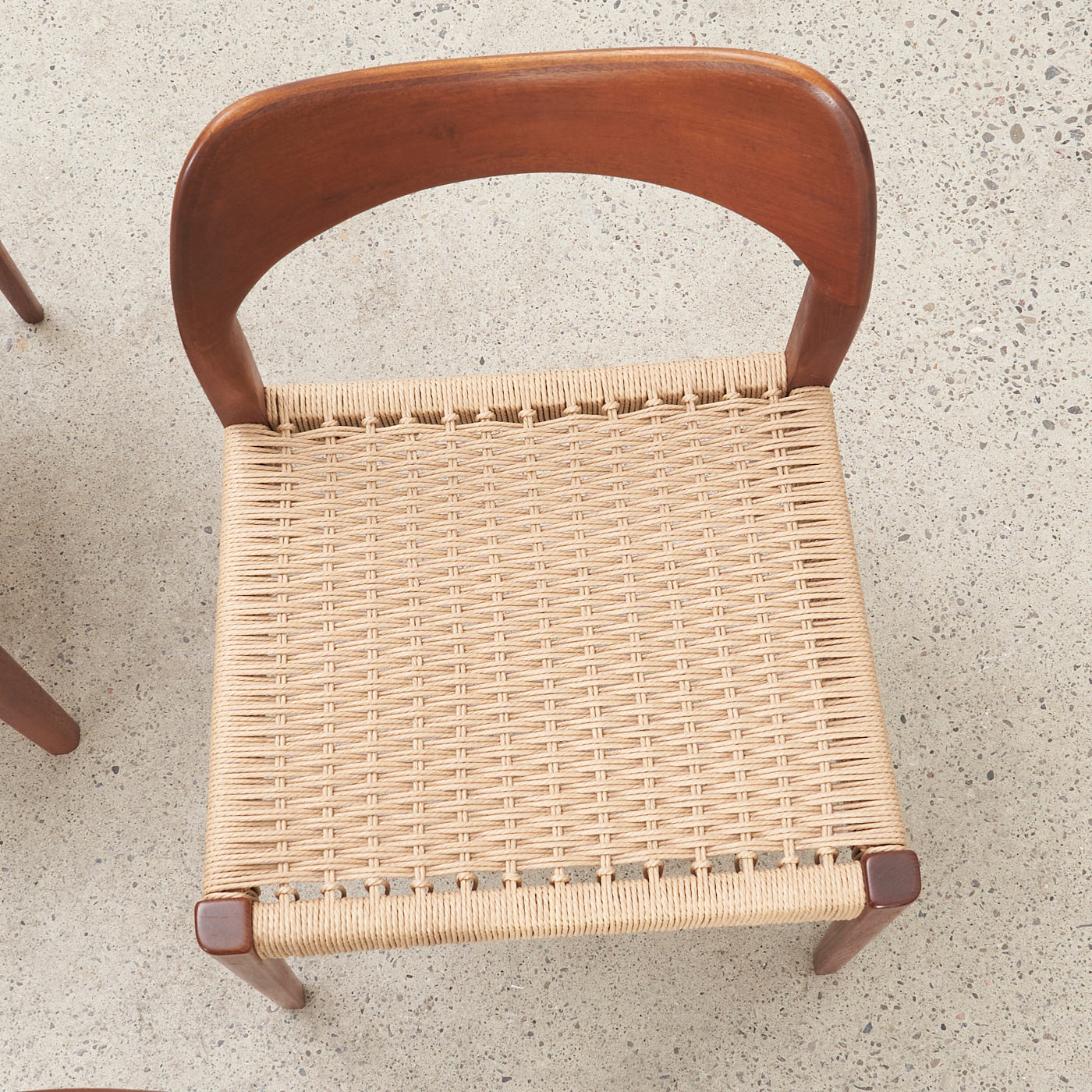 Set of 4 Teak & Danish Cord Dining Chairs by Arne Hovmand Olsen for Mogens Kold, Denmark