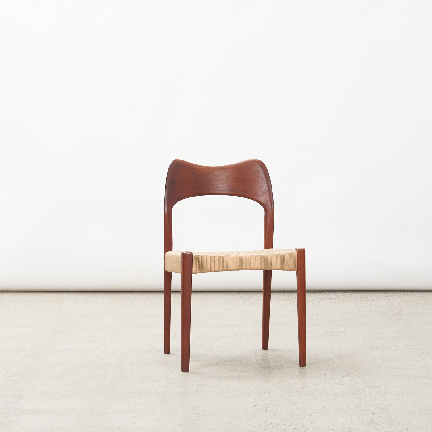 Set of 4 Teak & Danish Cord Dining Chairs by Arne Hovmand Olsen for Mogens Kold, Denmark