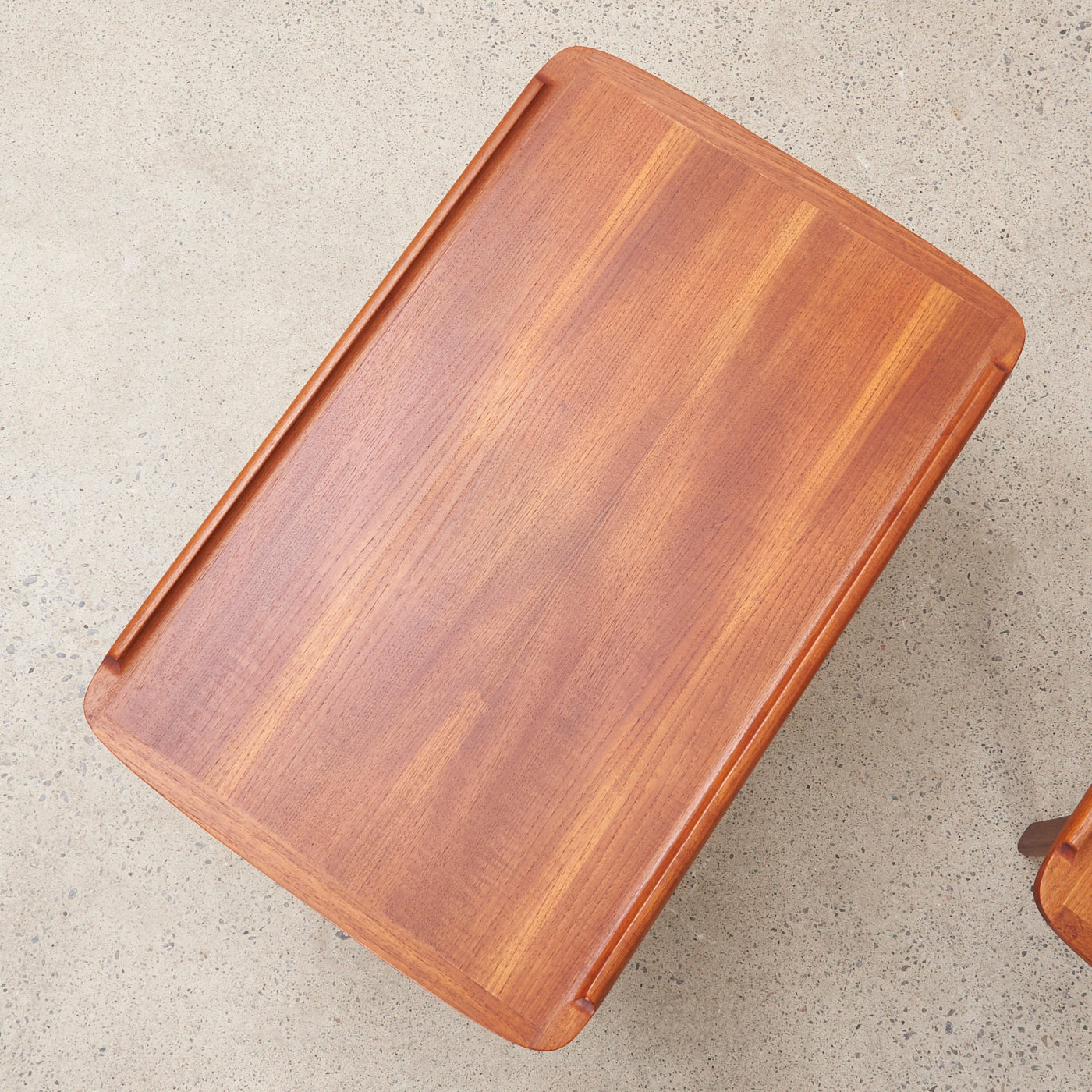 Pair of Teak Side Tables w/ Slatted Shelf