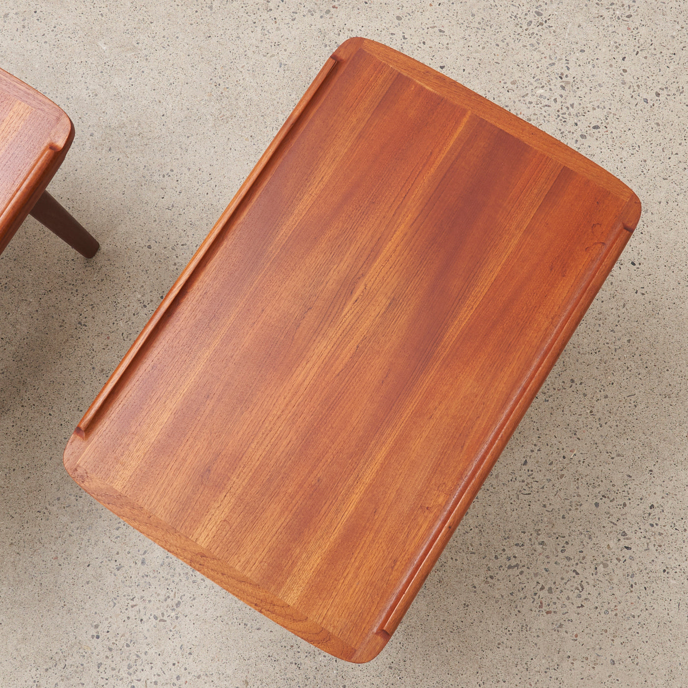 Pair of Teak Side Tables w/ Slatted Shelf