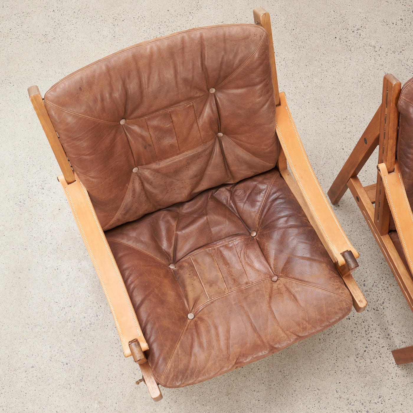 Pair of Oak & Leather 'Hunter' Lounge Chairs by Torbjørn Afdal for Bruksbo, Norway