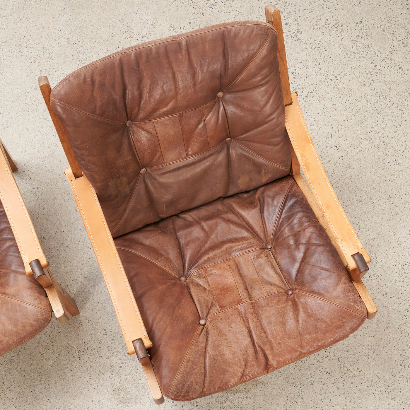 Pair of Oak & Leather 'Hunter' Lounge Chairs by Torbjørn Afdal for Bruksbo, Norway