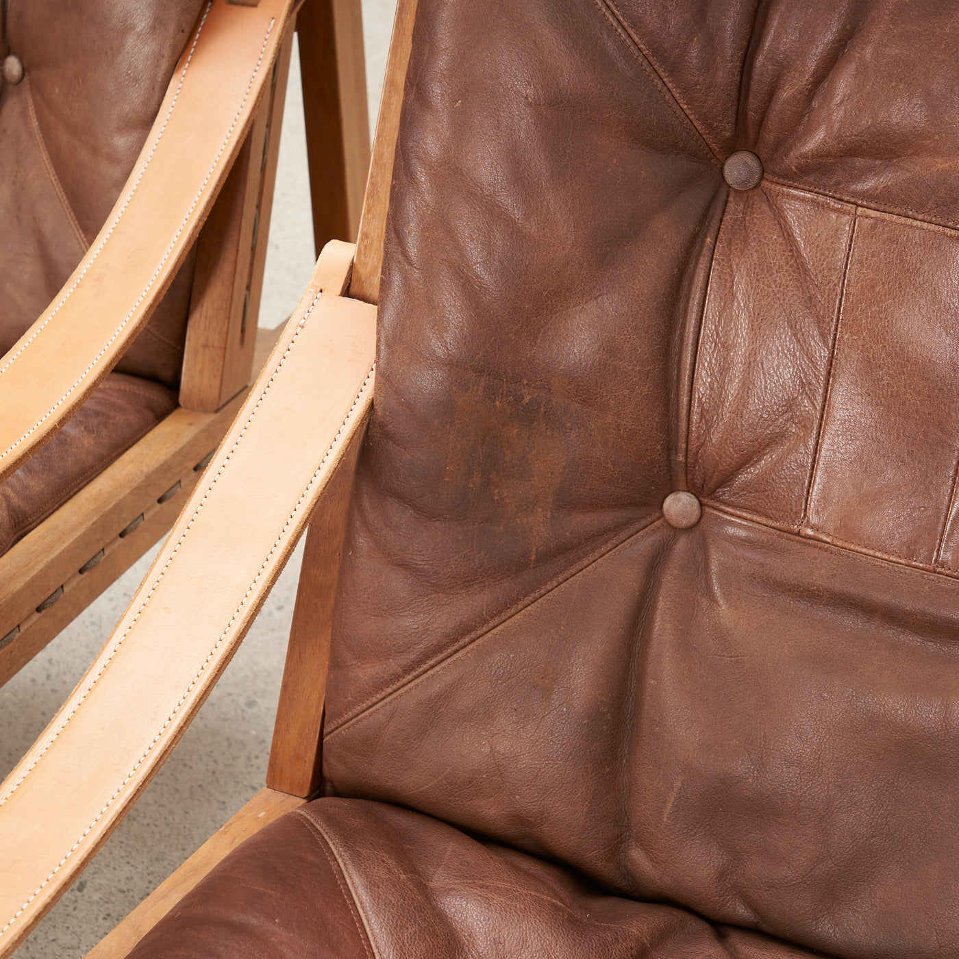 Pair of Oak & Leather 'Hunter' Lounge Chairs by Torbjørn Afdal for Bruksbo, Norway