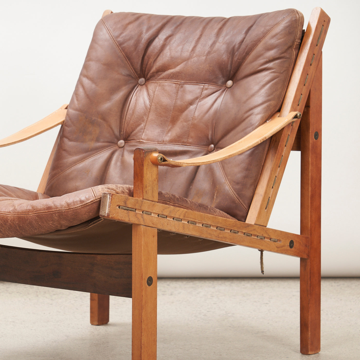 Pair of Oak & Leather 'Hunter' Lounge Chairs by Torbjørn Afdal for Bruksbo, Norway