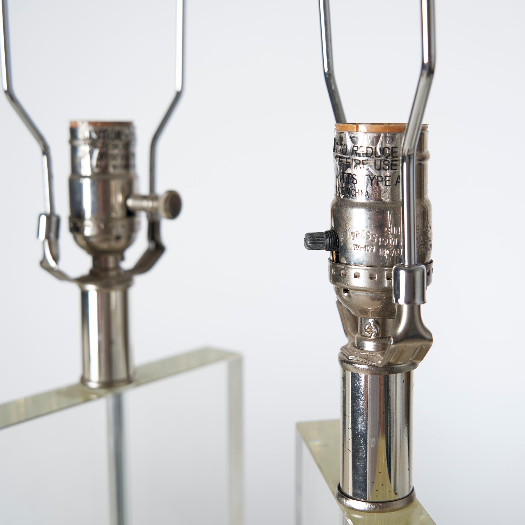 Pair of Lucite & Chrome Table Lamps
