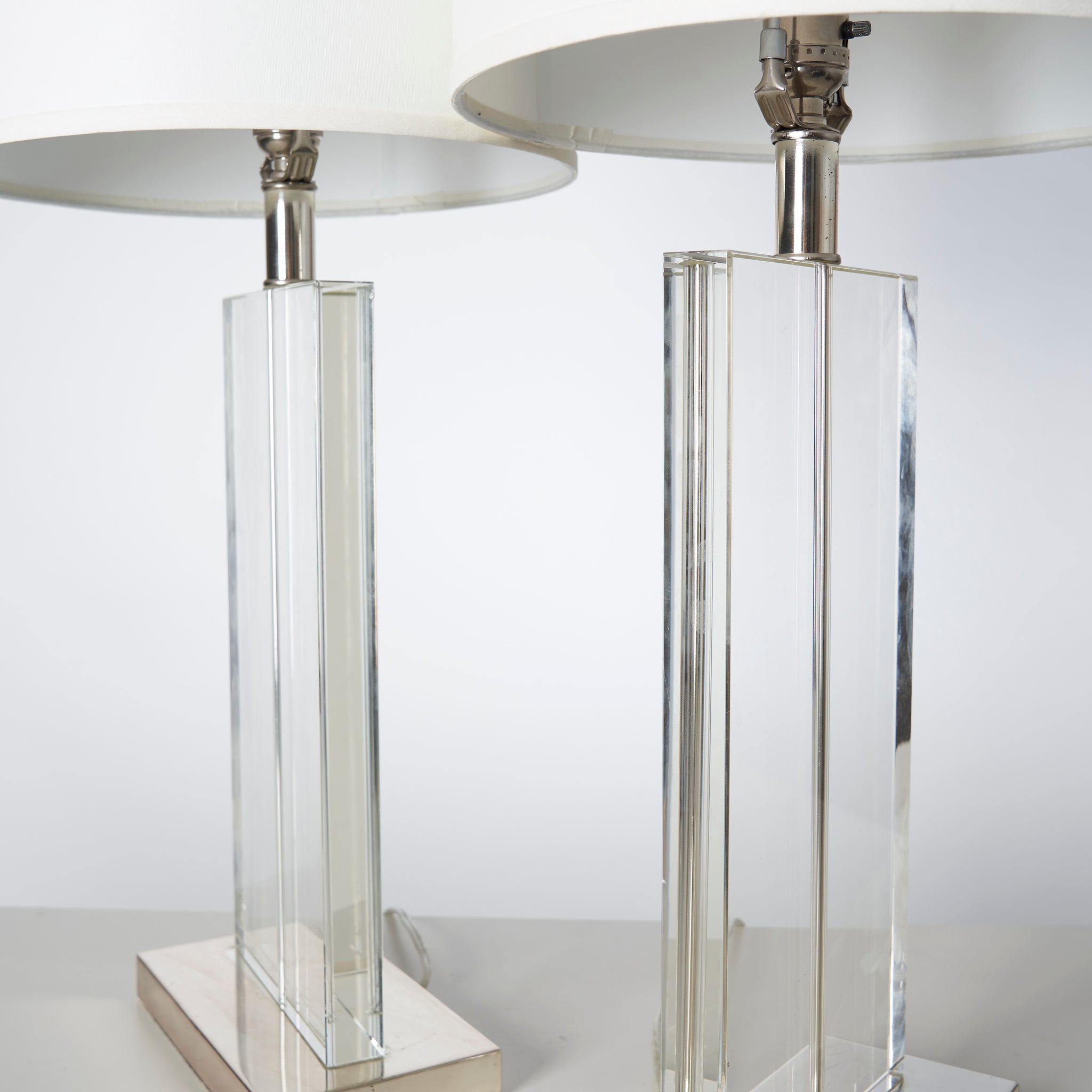 Pair of Lucite & Chrome Table Lamps