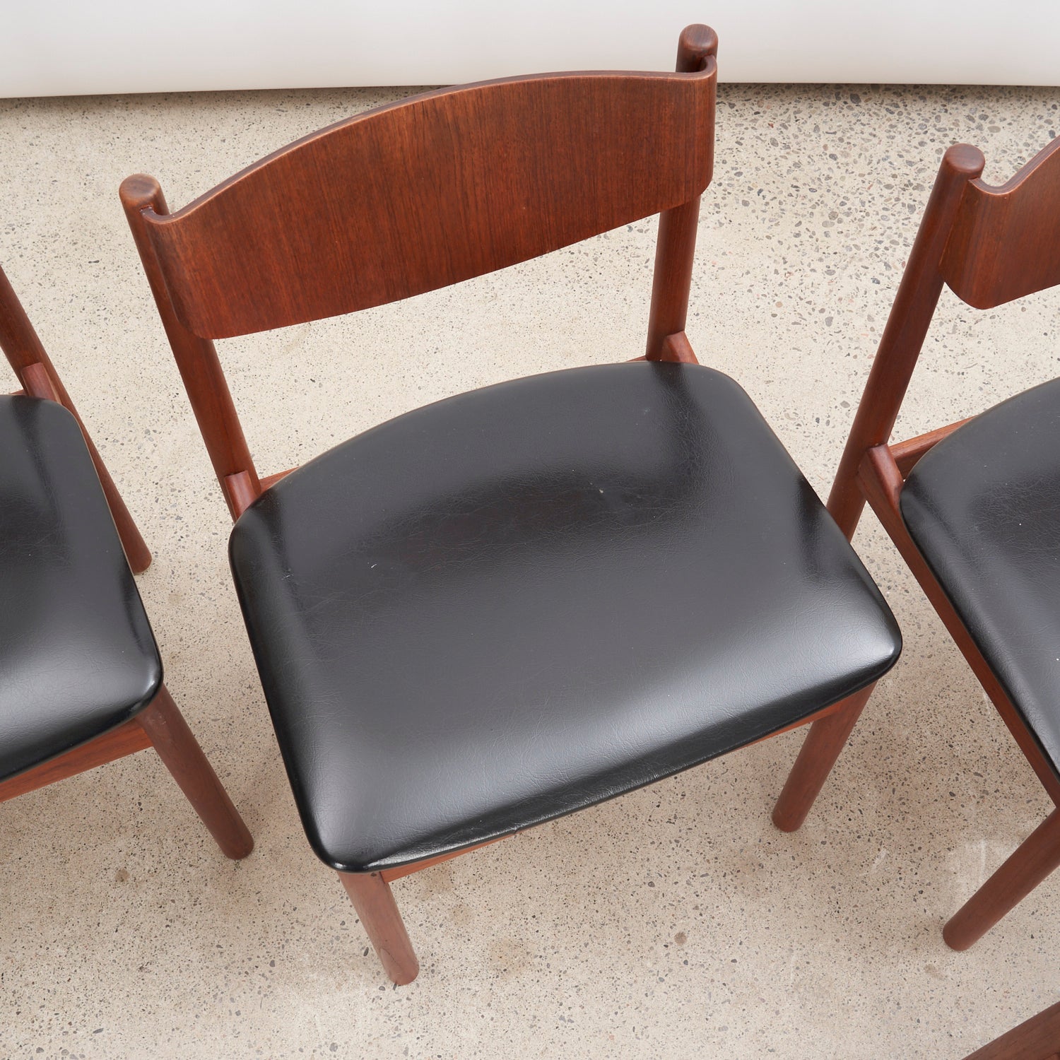 Set of 6 Teak & Vinyl Dining Chairs by Aksel Bender Madsen & Ejner Larsen for Næstved Møbelfabrik