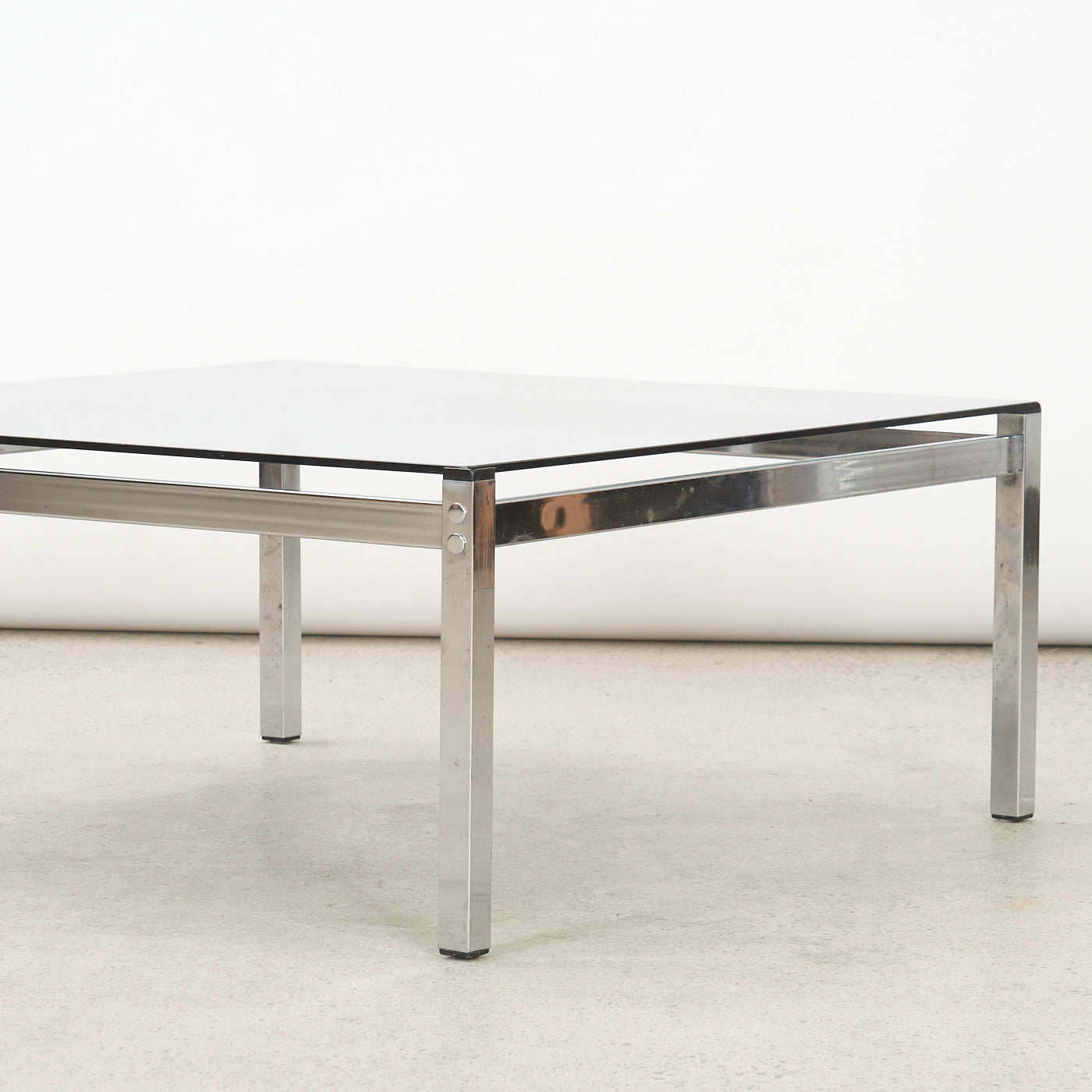 Vintage Metal & Smoked Glass Coffee Table