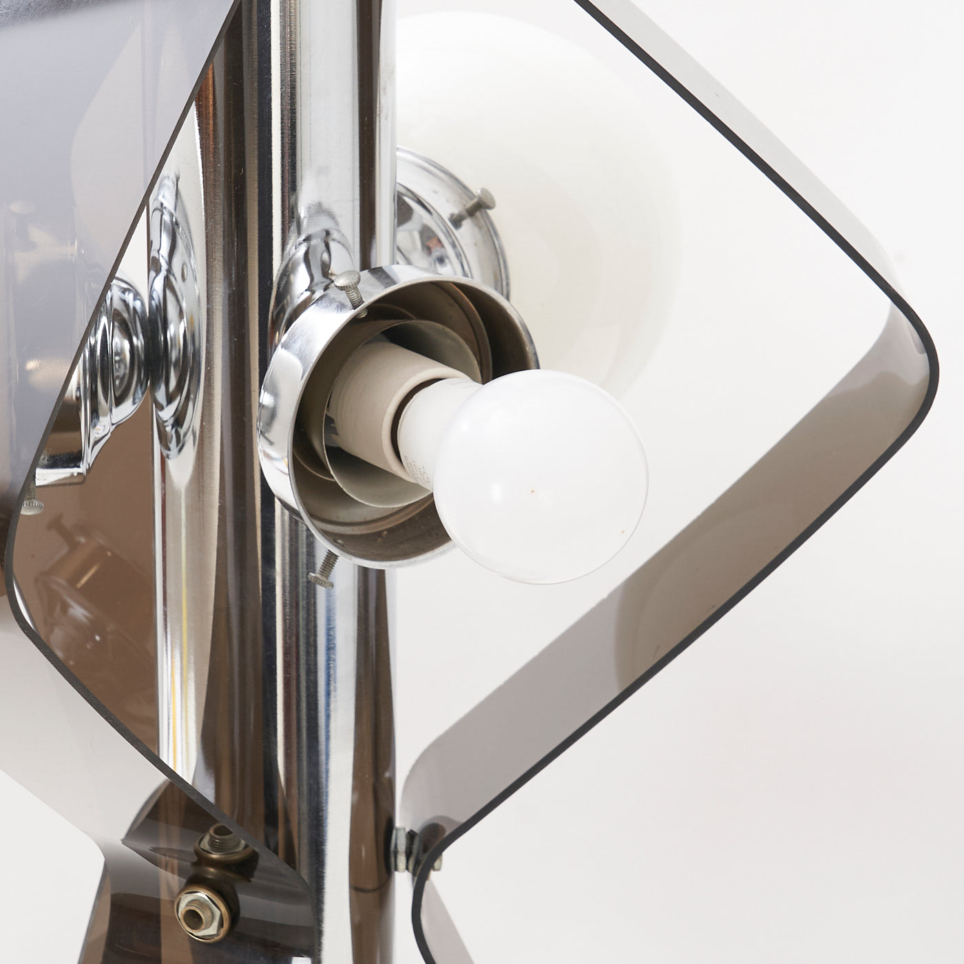 Vintage Chrome & Acrylic Tri-Shade Table Lamp