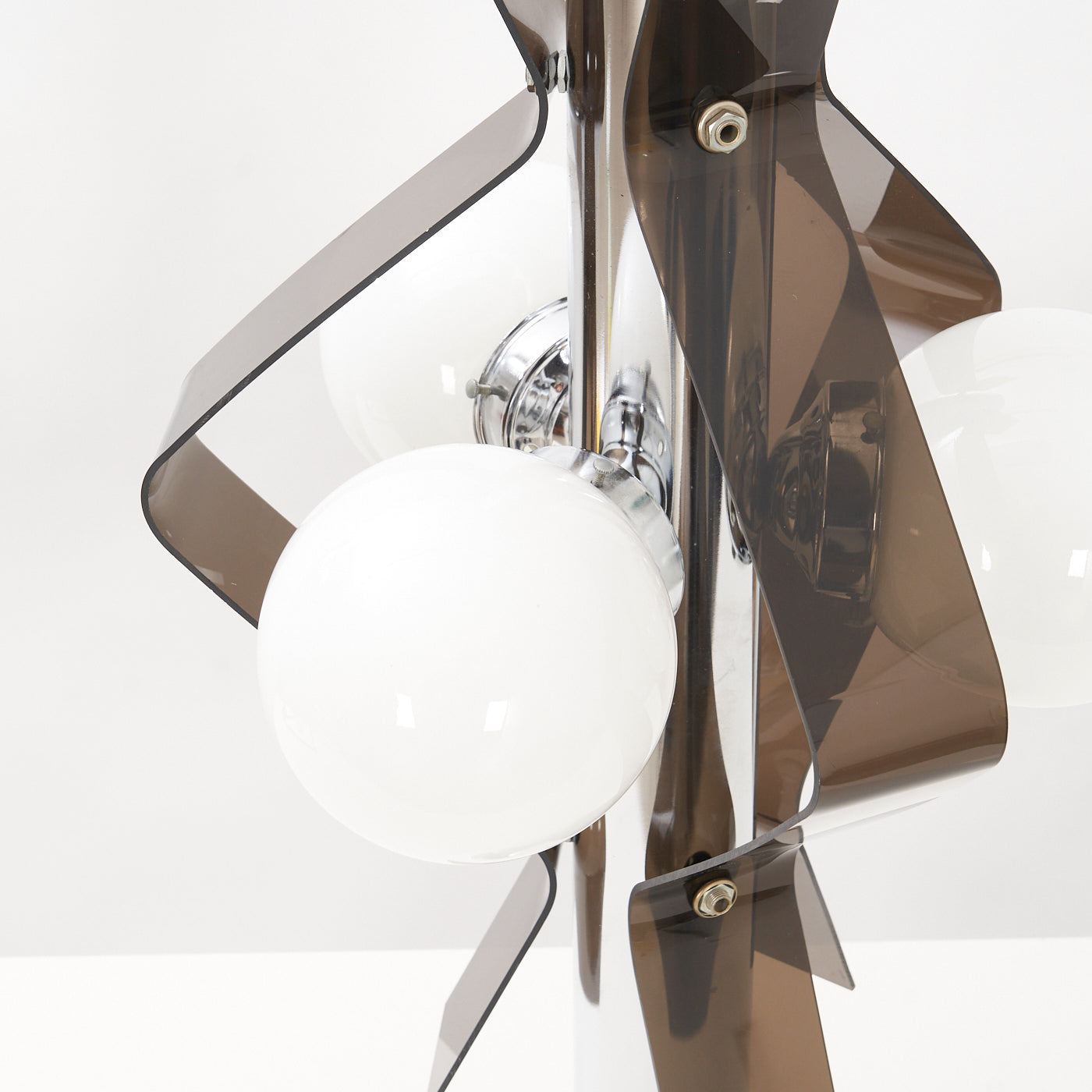 Vintage Chrome & Acrylic Tri-Shade Table Lamp