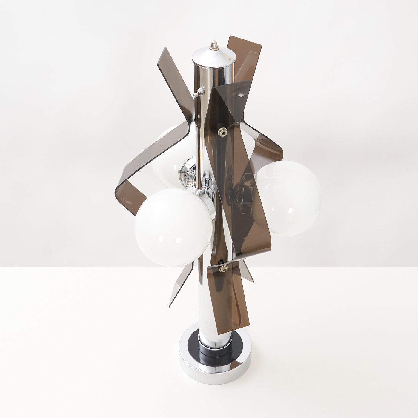 Vintage Chrome & Acrylic Tri-Shade Table Lamp