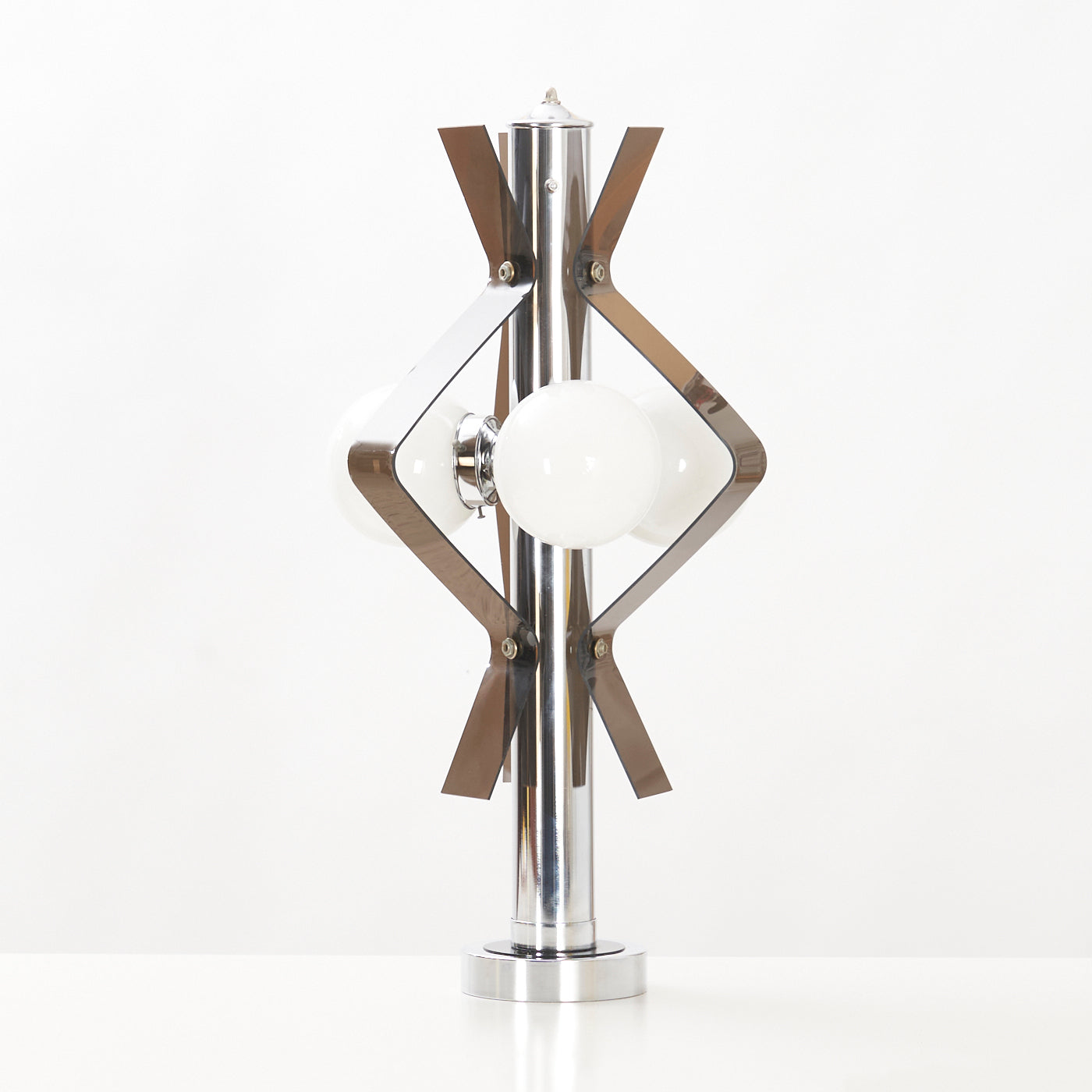 Vintage Chrome & Acrylic Tri-Shade Table Lamp