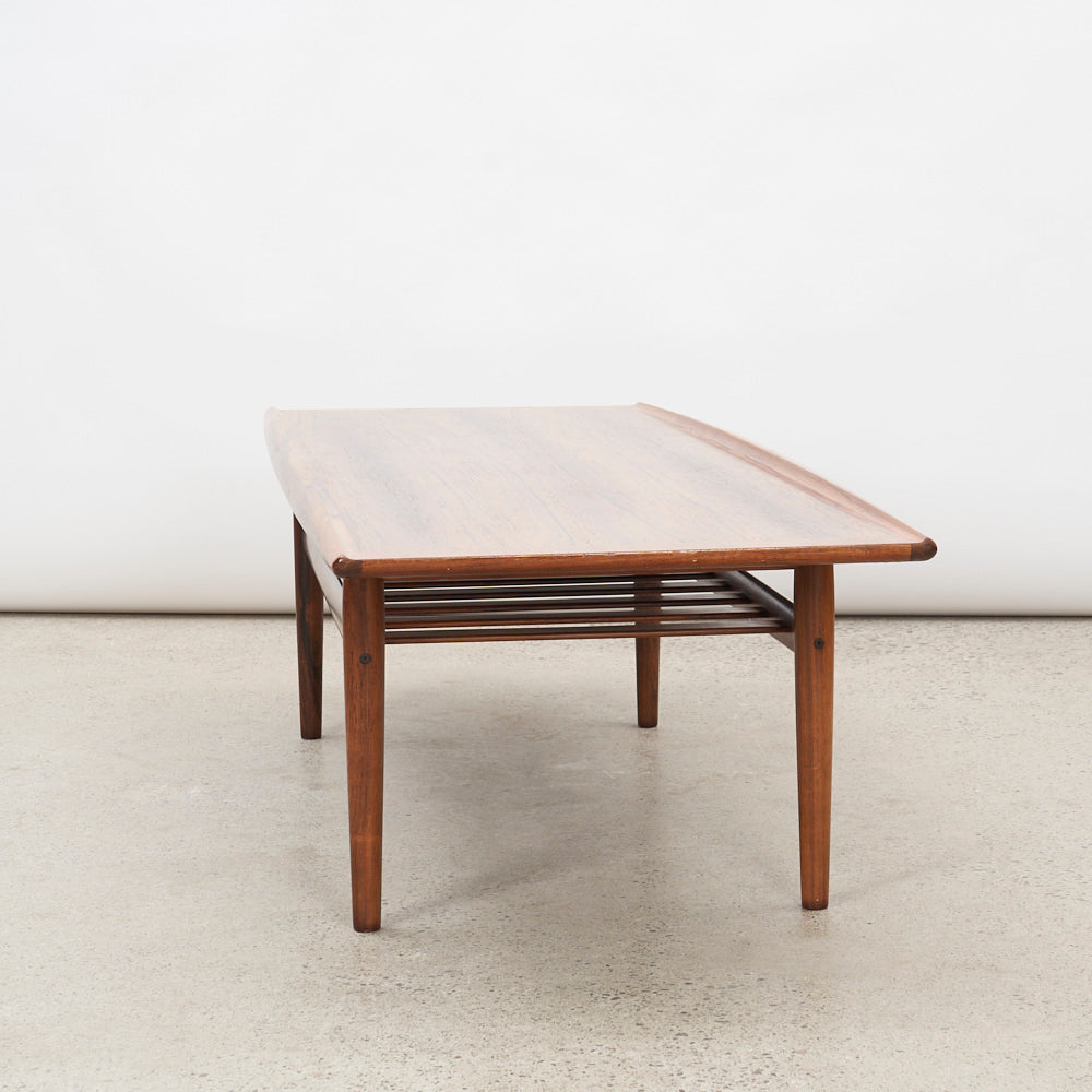 Rosewood Coffee Table w/ Slatted Shelf by Svend Aage Eriksen for Glostrup