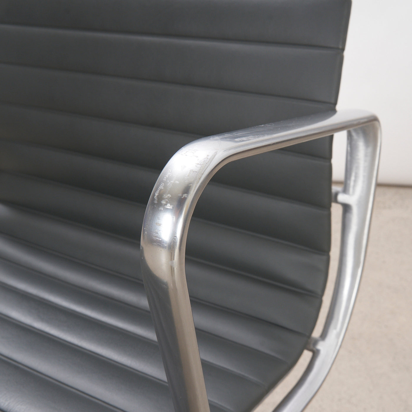 Gray Leather Eames Management Chair for Herman Miller