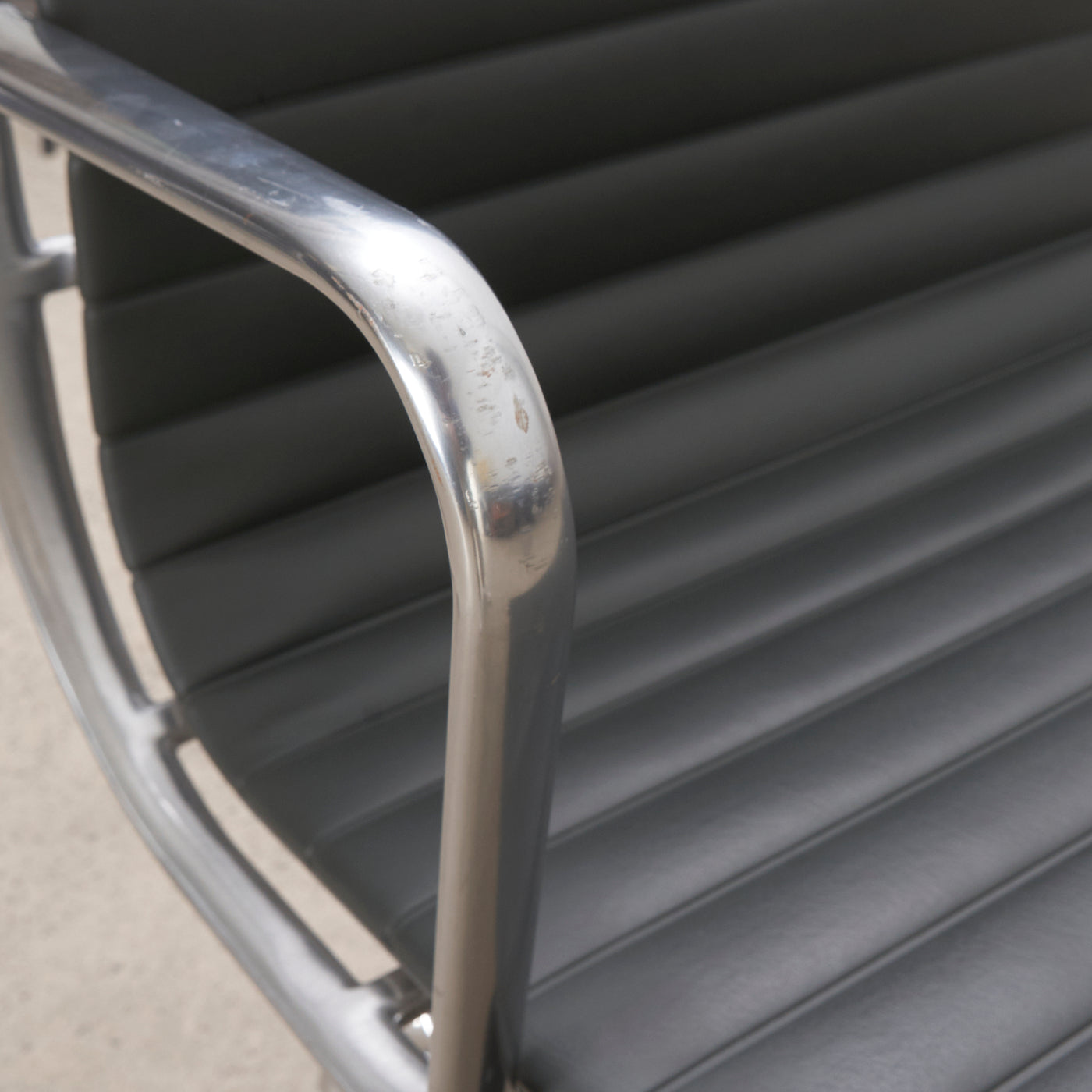Gray Leather Eames Management Chair for Herman Miller