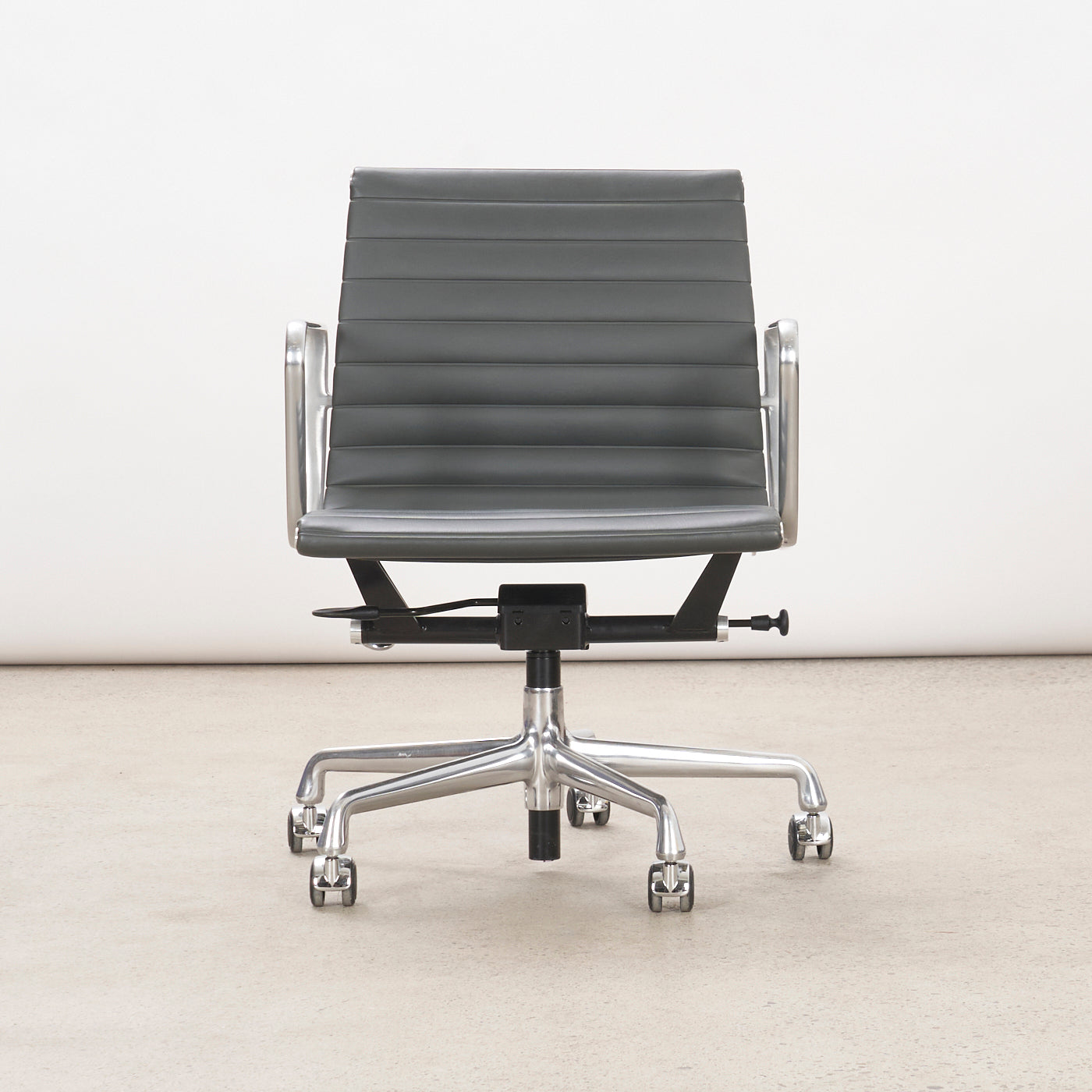 Gray Leather Eames Management Chair for Herman Miller