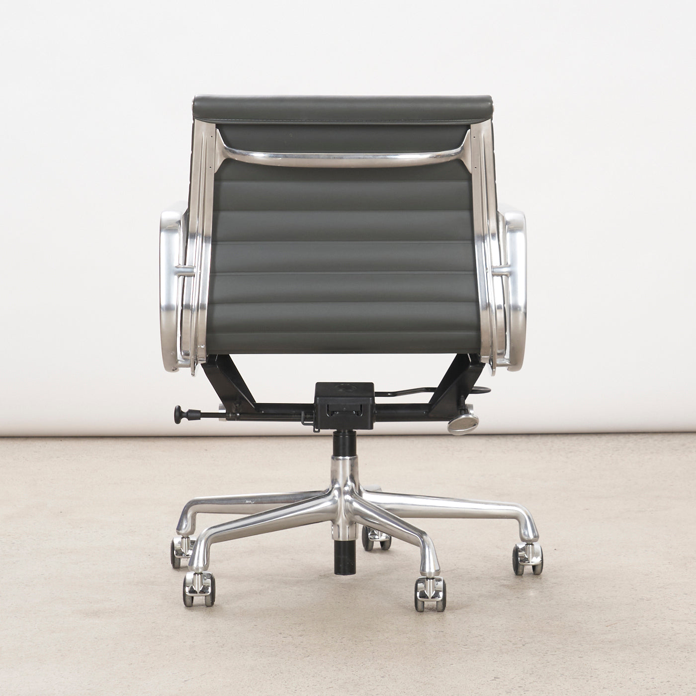Gray Leather Eames Management Chair for Herman Miller