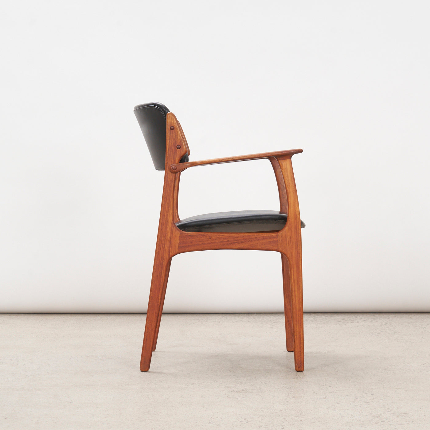 Teak & Vinyl Armchair by Erik Buch, Denmark