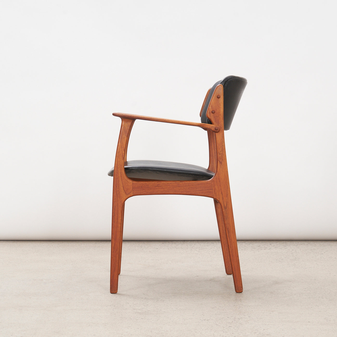 Teak & Vinyl Armchair by Erik Buch, Denmark