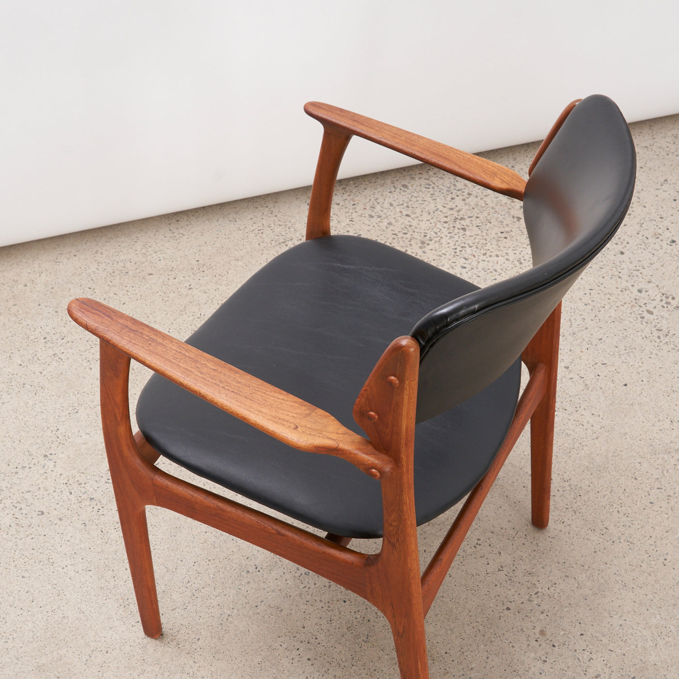 Teak & Vinyl Armchair by Erik Buch, Denmark