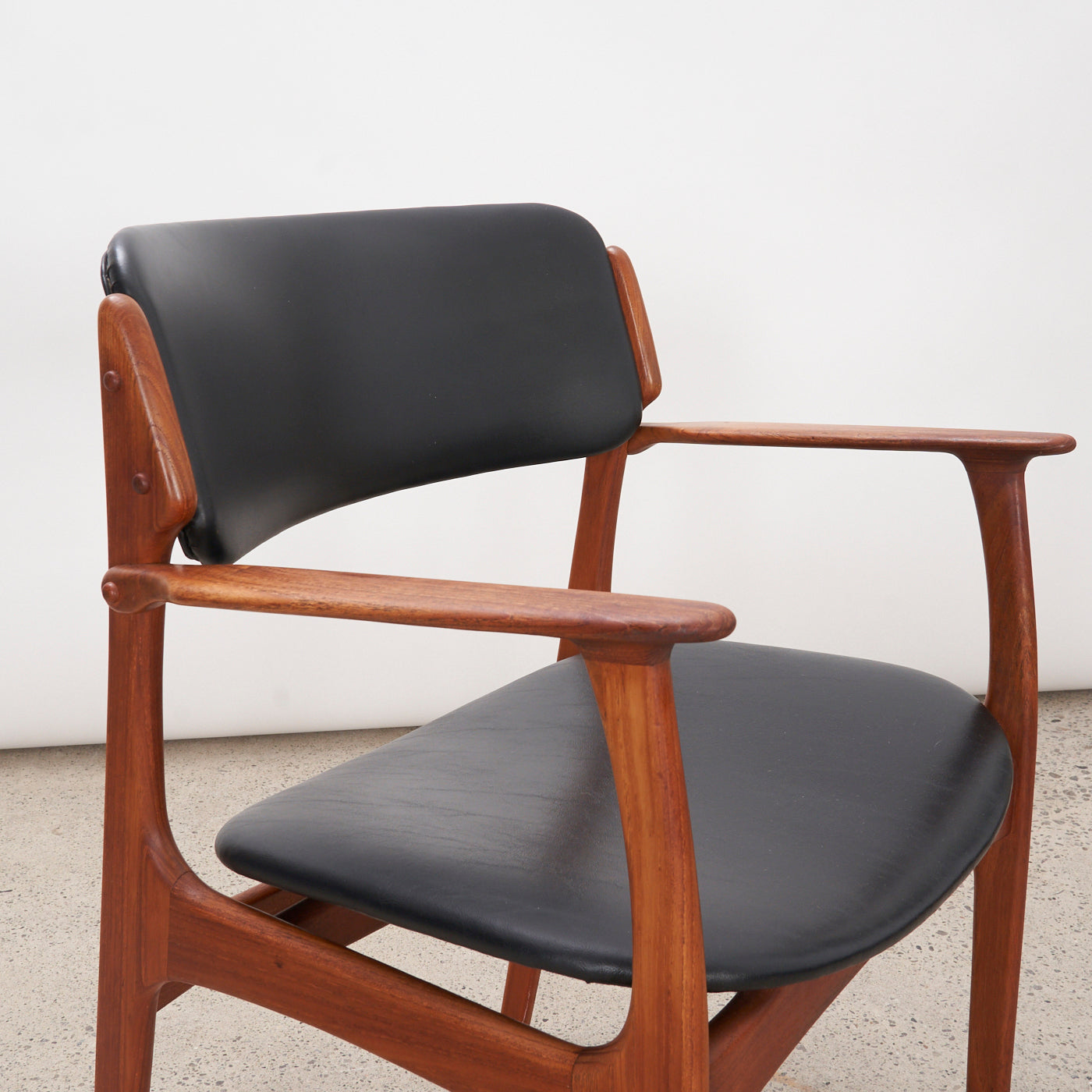 Teak & Vinyl Armchair by Erik Buch, Denmark