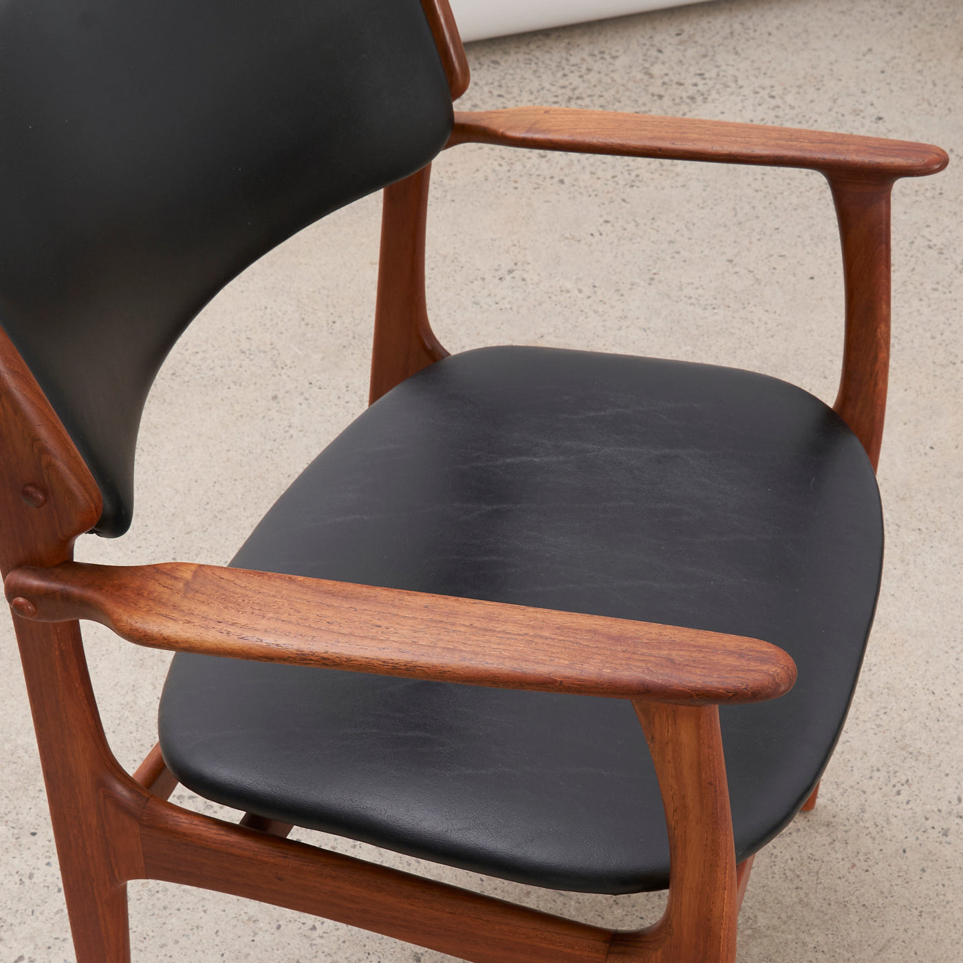 Teak & Vinyl Armchair by Erik Buch, Denmark