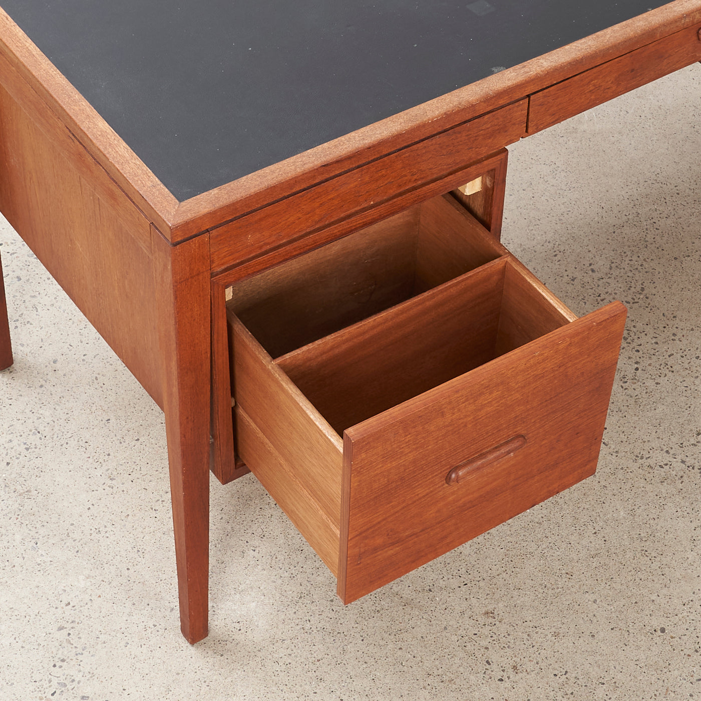 Teak Desk w/ Vinyl Top